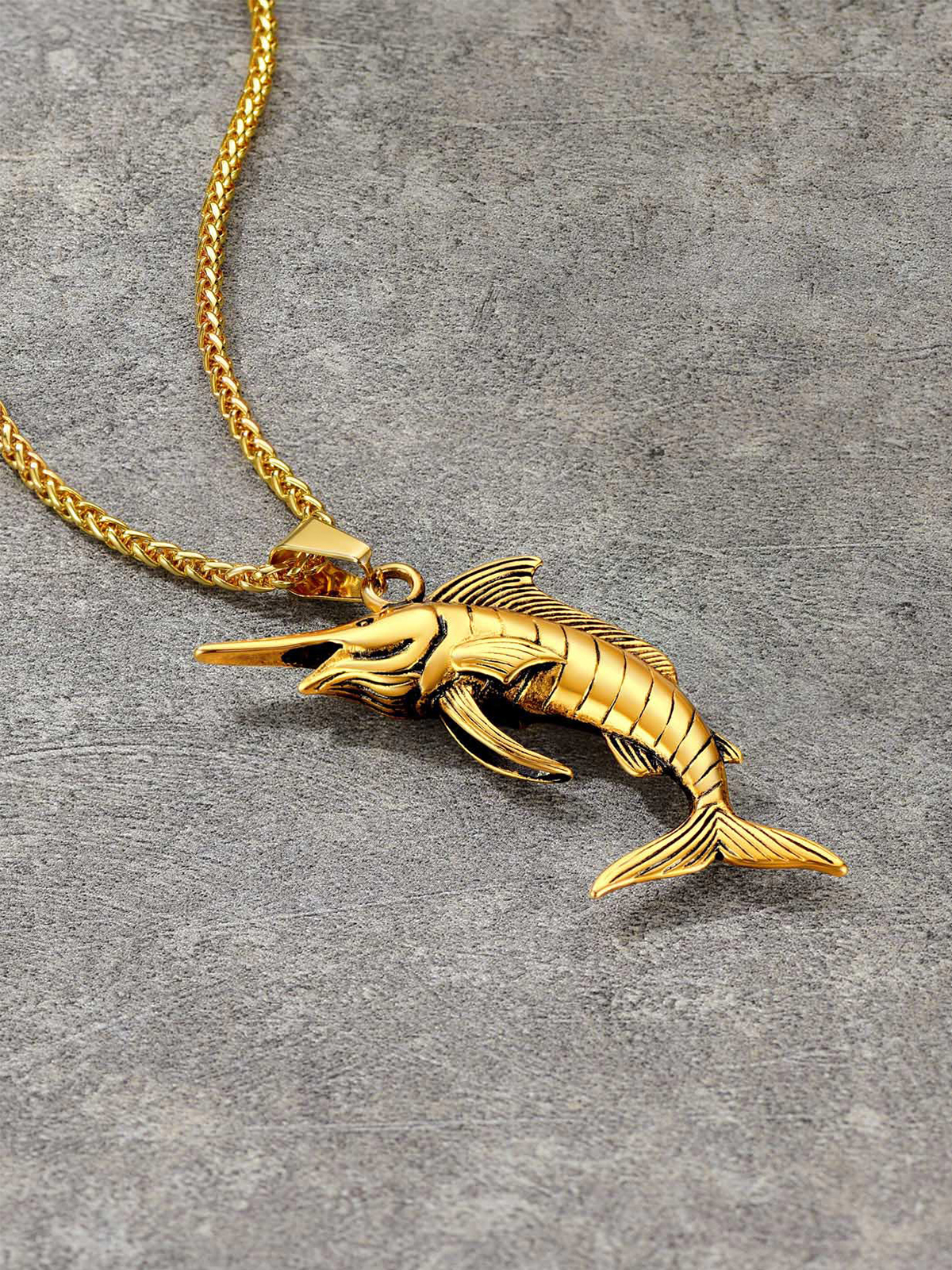 Swordfish Pendant Animal Jewelry in 18K Gold