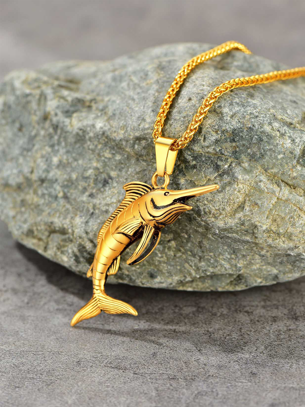 Swordfish Pendant Animal Jewelry in 18K Gold