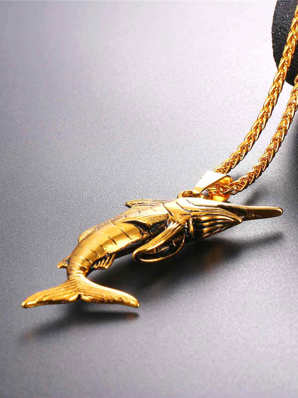 Swordfish Pendant Animal Jewelry in 18K Gold