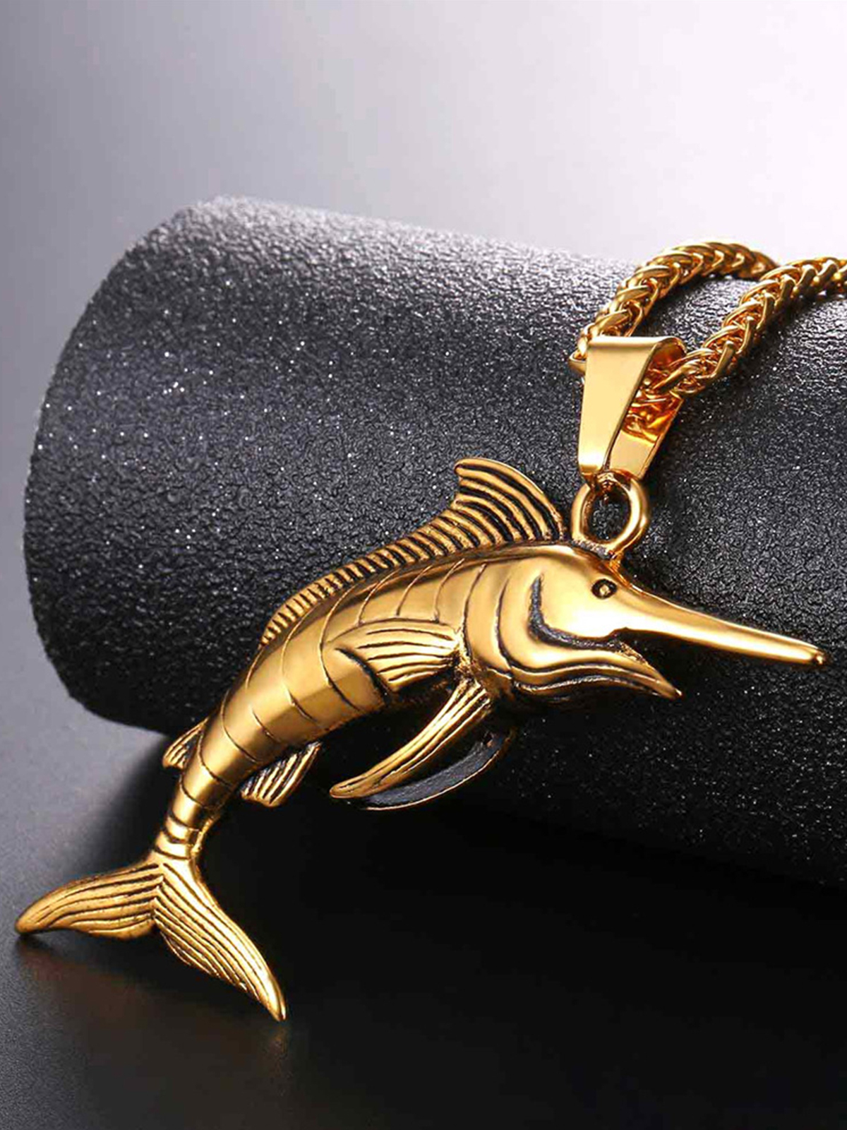 Swordfish Pendant Animal Jewelry in 18K Gold