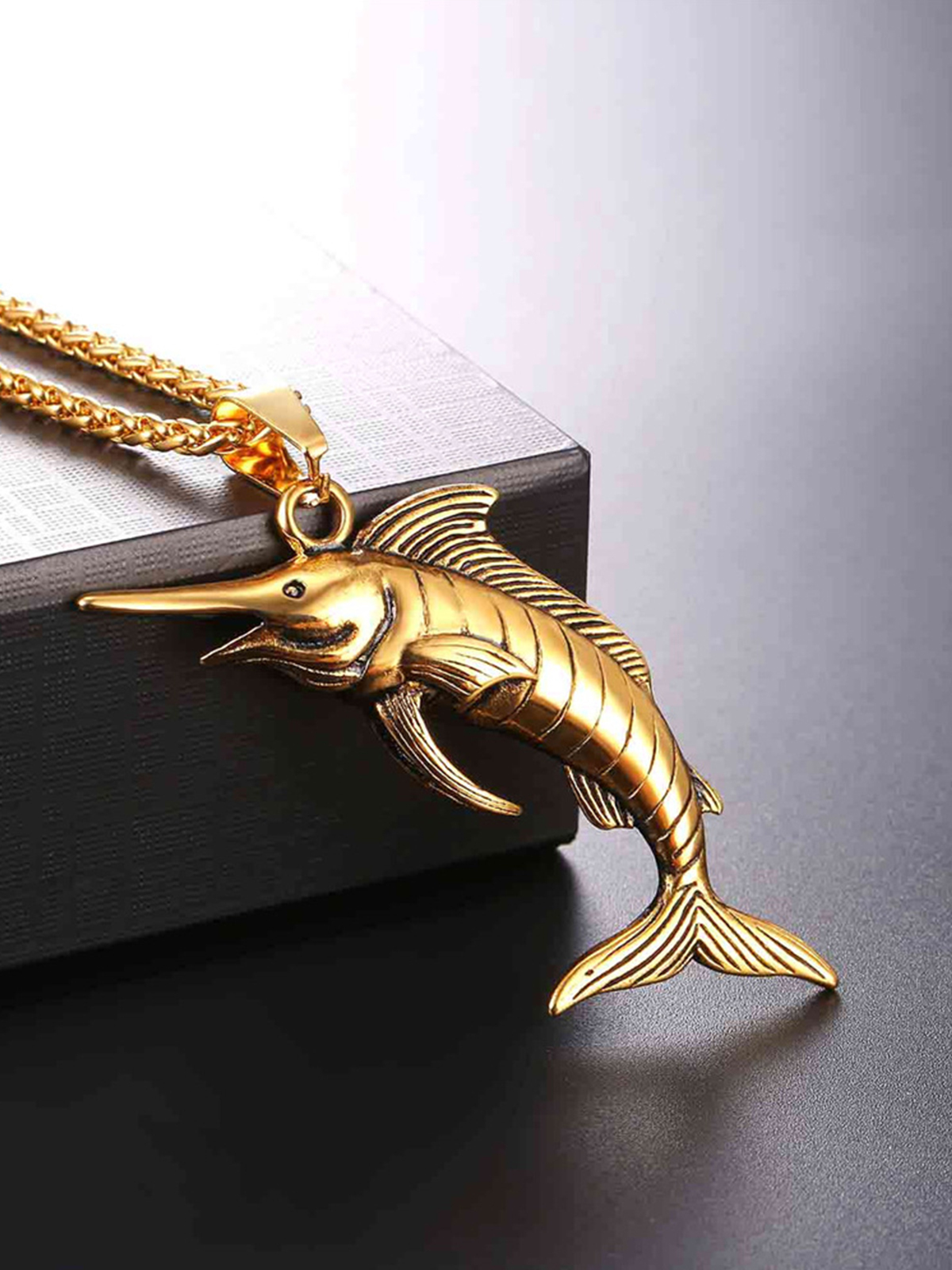 Swordfish Pendant Animal Jewelry in 18K Gold