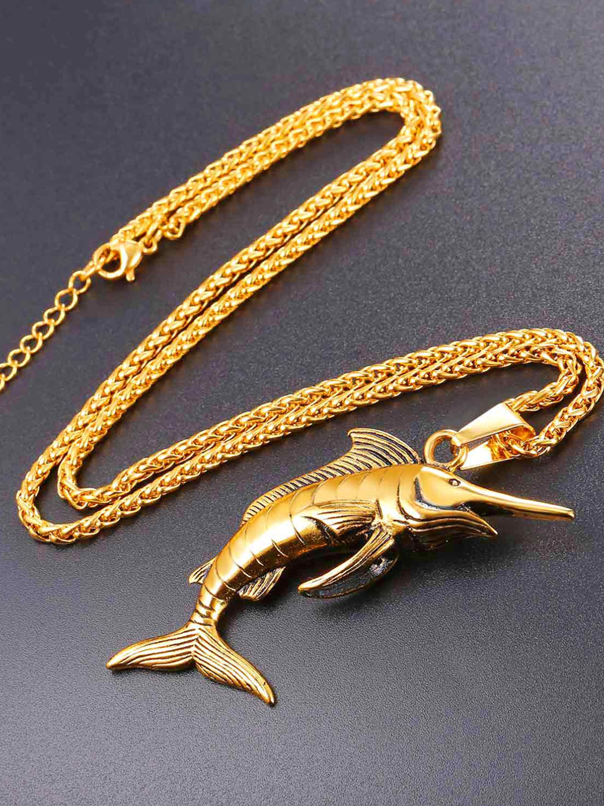 Swordfish Pendant Animal Jewelry in 18K Gold