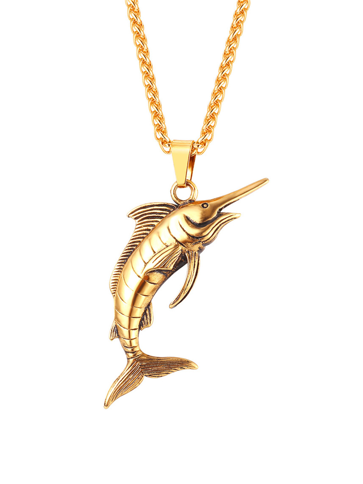 Swordfish Pendant Animal Jewelry in 18K Gold