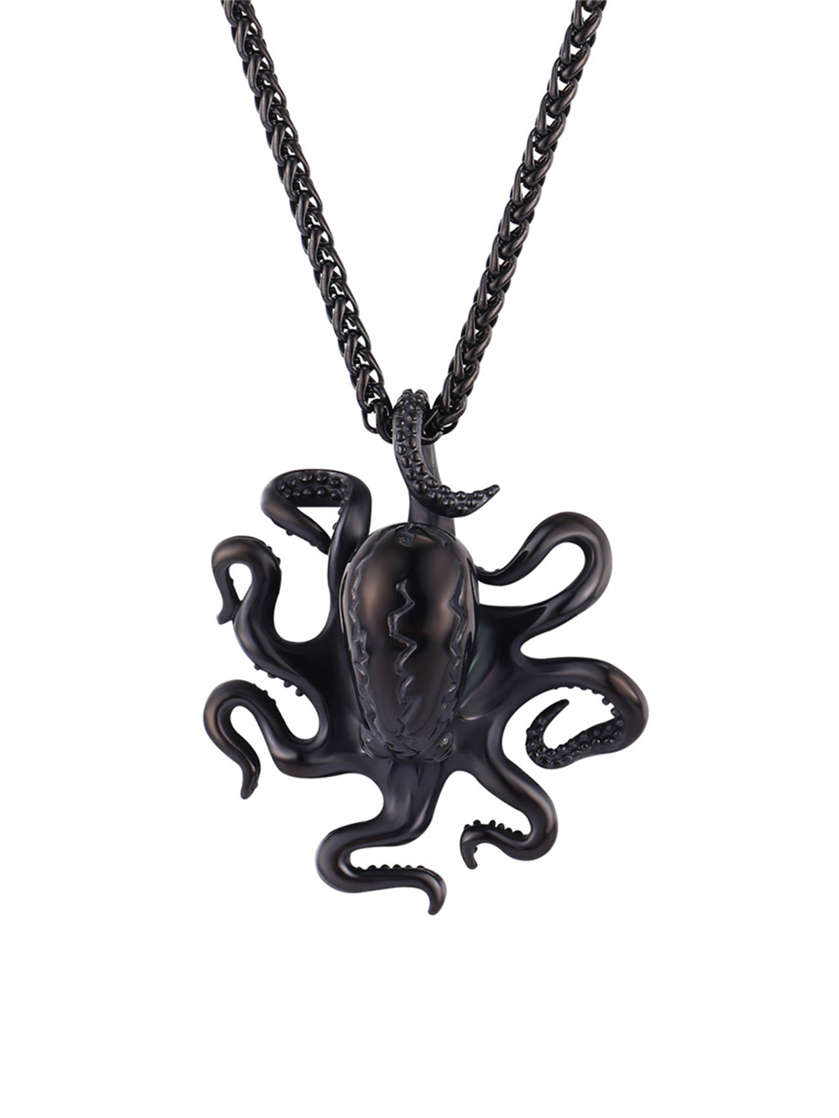 Octopus Pendant Animal Necklace in Black Plated