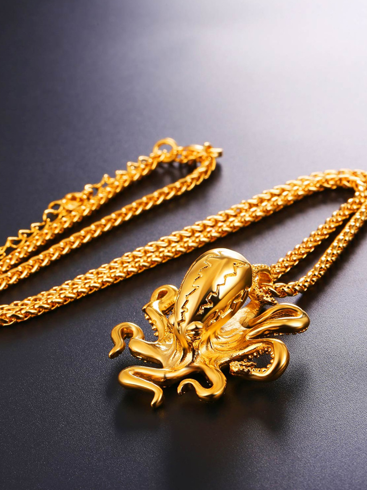 Octopus Pendant Animal Necklace in 18K Gold Plated