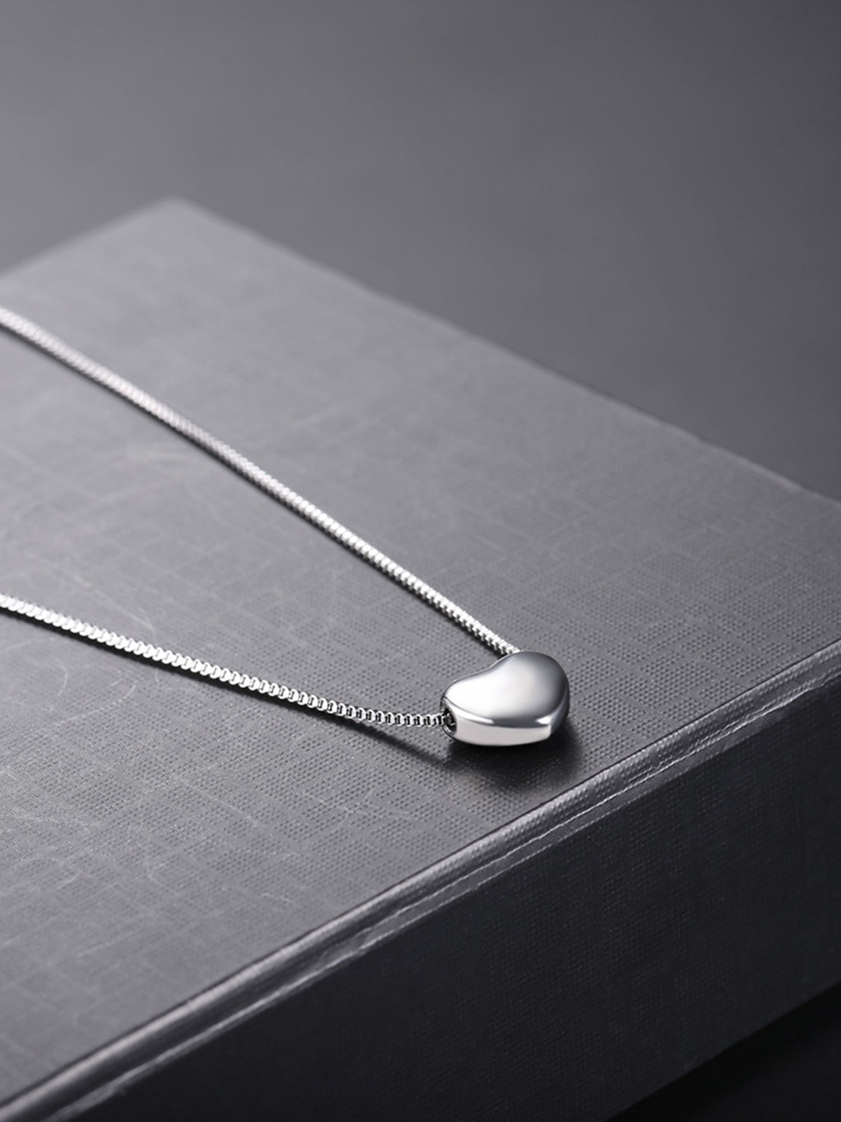 Tiny Heart Pendant Box Chain Necklace in Stainless