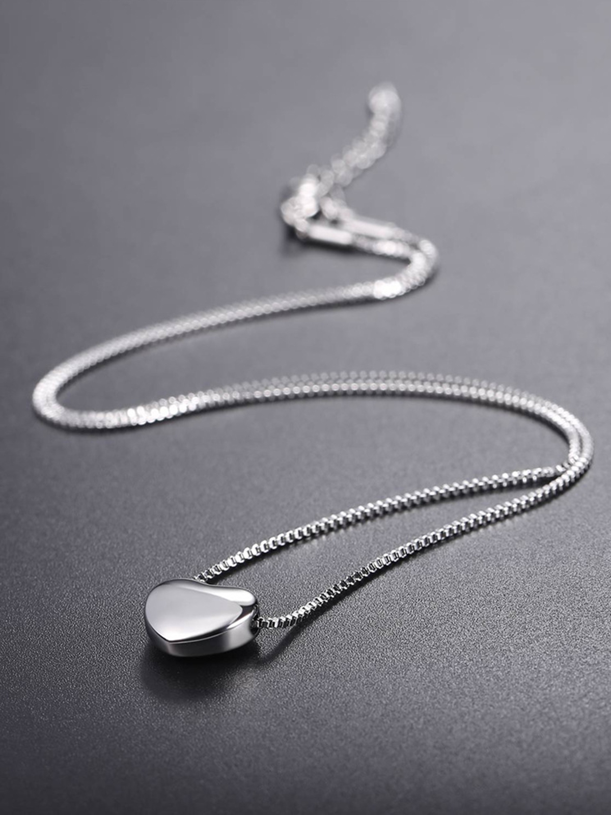 Tiny Heart Pendant Box Chain Necklace in Stainless