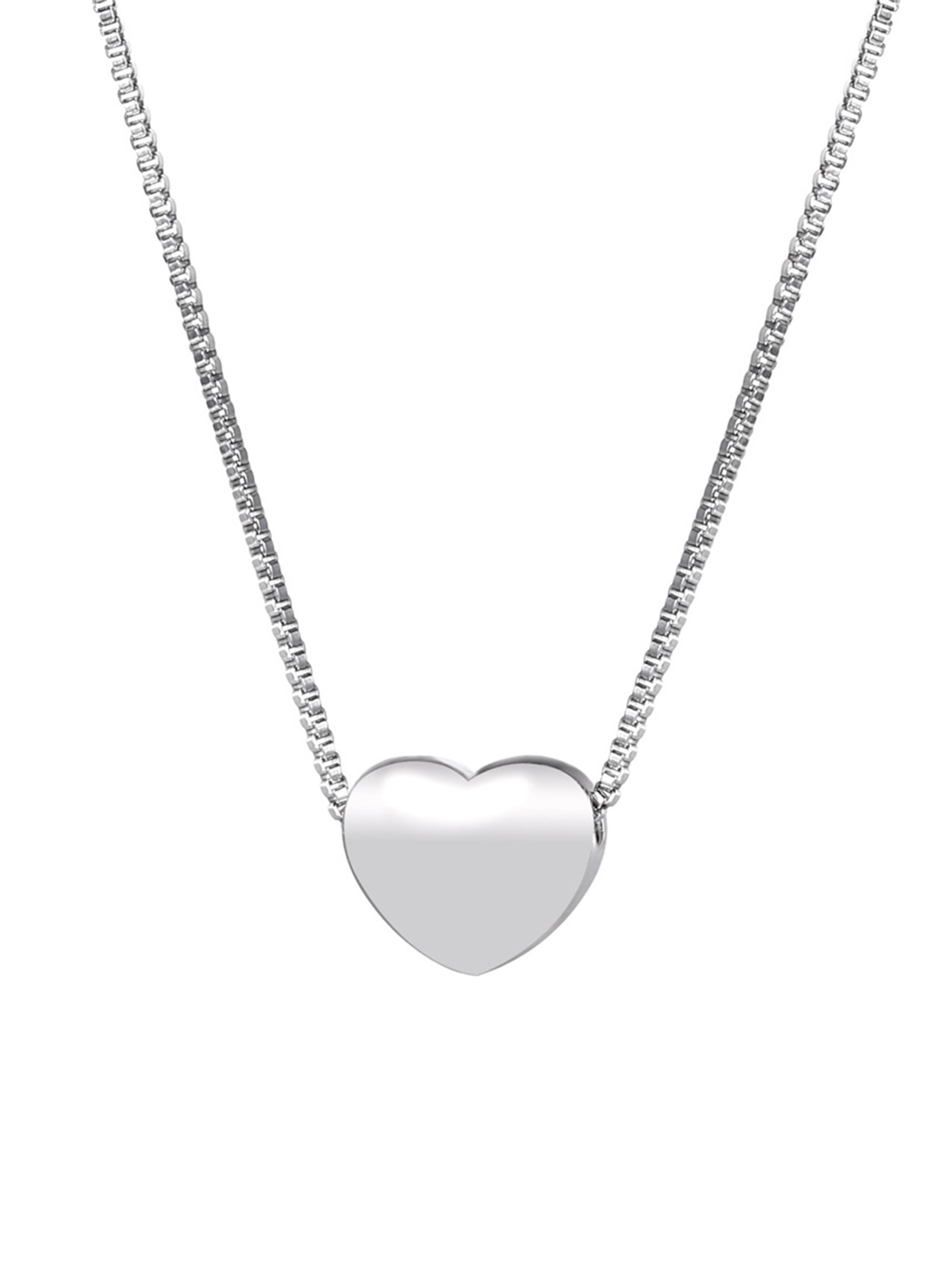 Tiny Heart Pendant Box Chain Necklace in Stainless