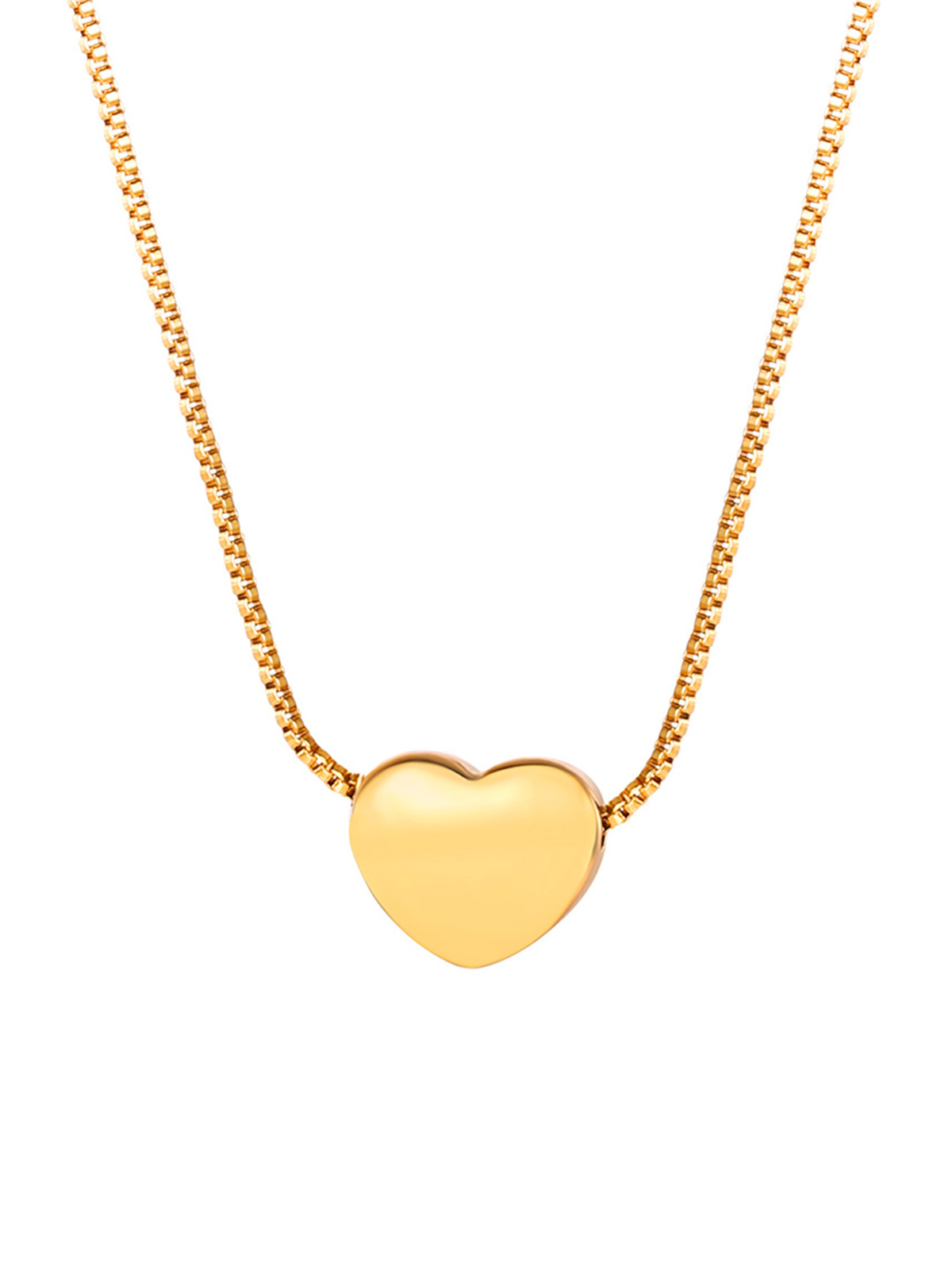 Tiny Heart Pendant Box Chain Necklace in 18K Gold Plated