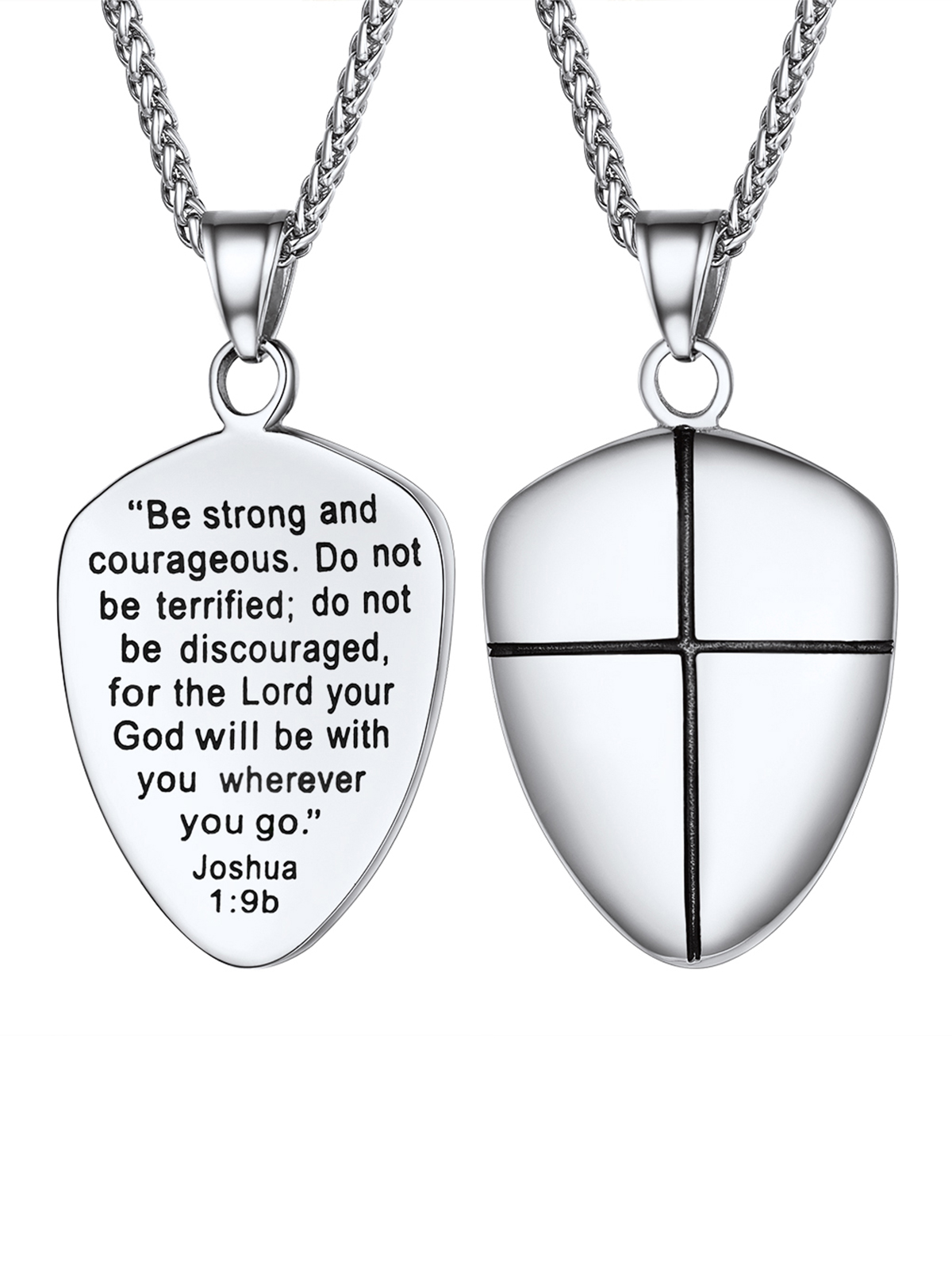 Shield of Faith Pendant Inspirational Necklace in Stainless