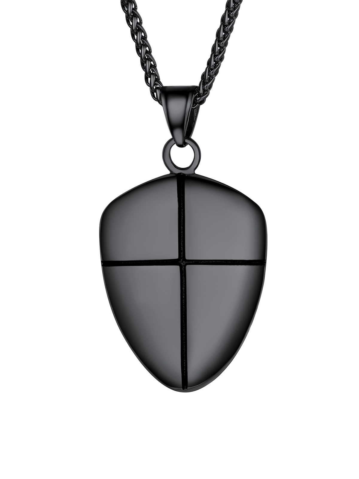 Shield of Faith Pendant Inspirational Necklace in Black