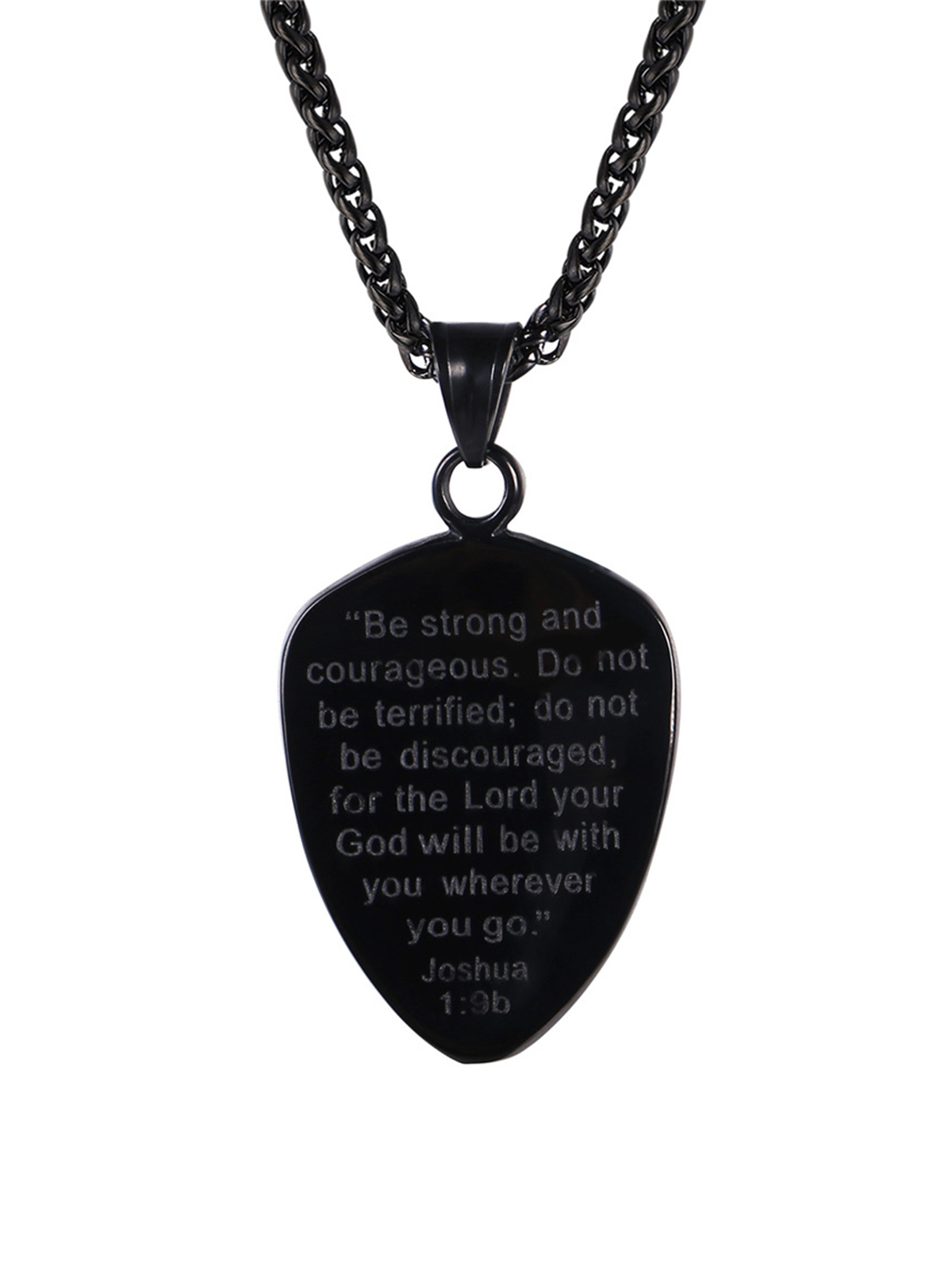 Shield of Faith Pendant Inspirational Necklace in Black