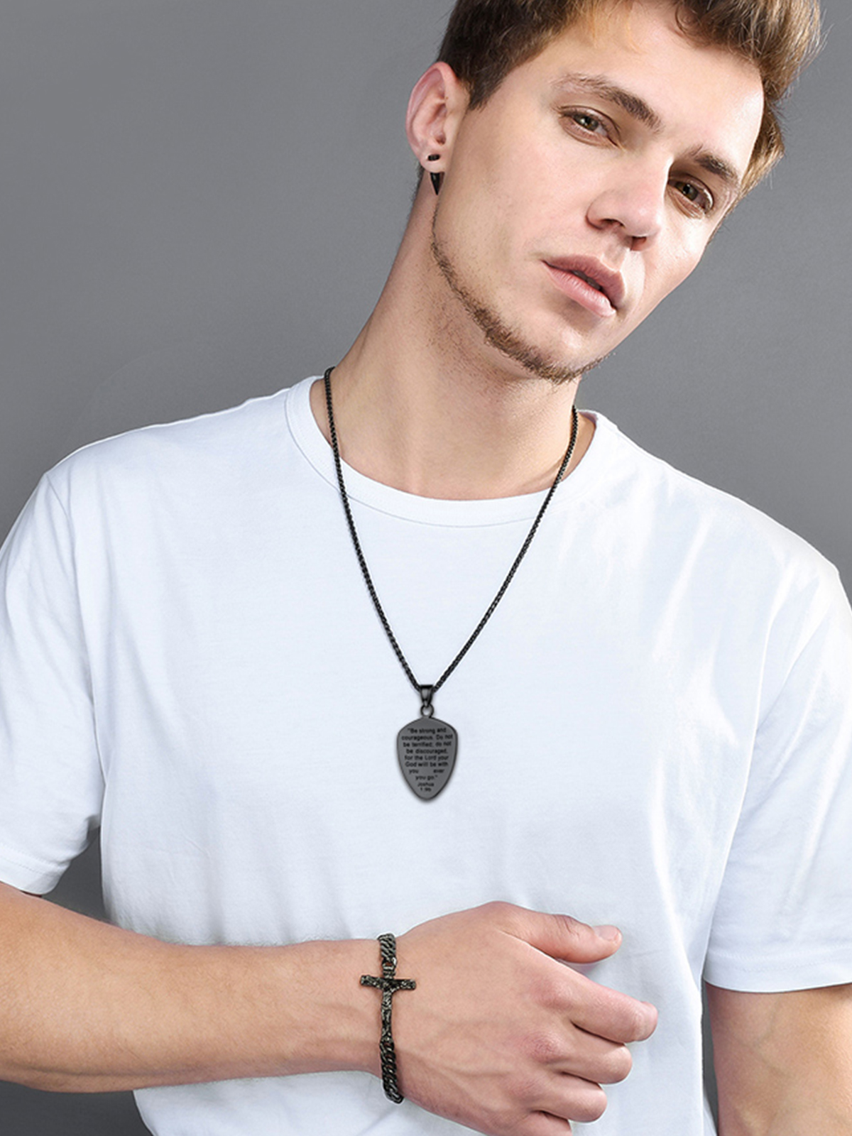 Shield of Faith Pendant Inspirational Necklace in Black