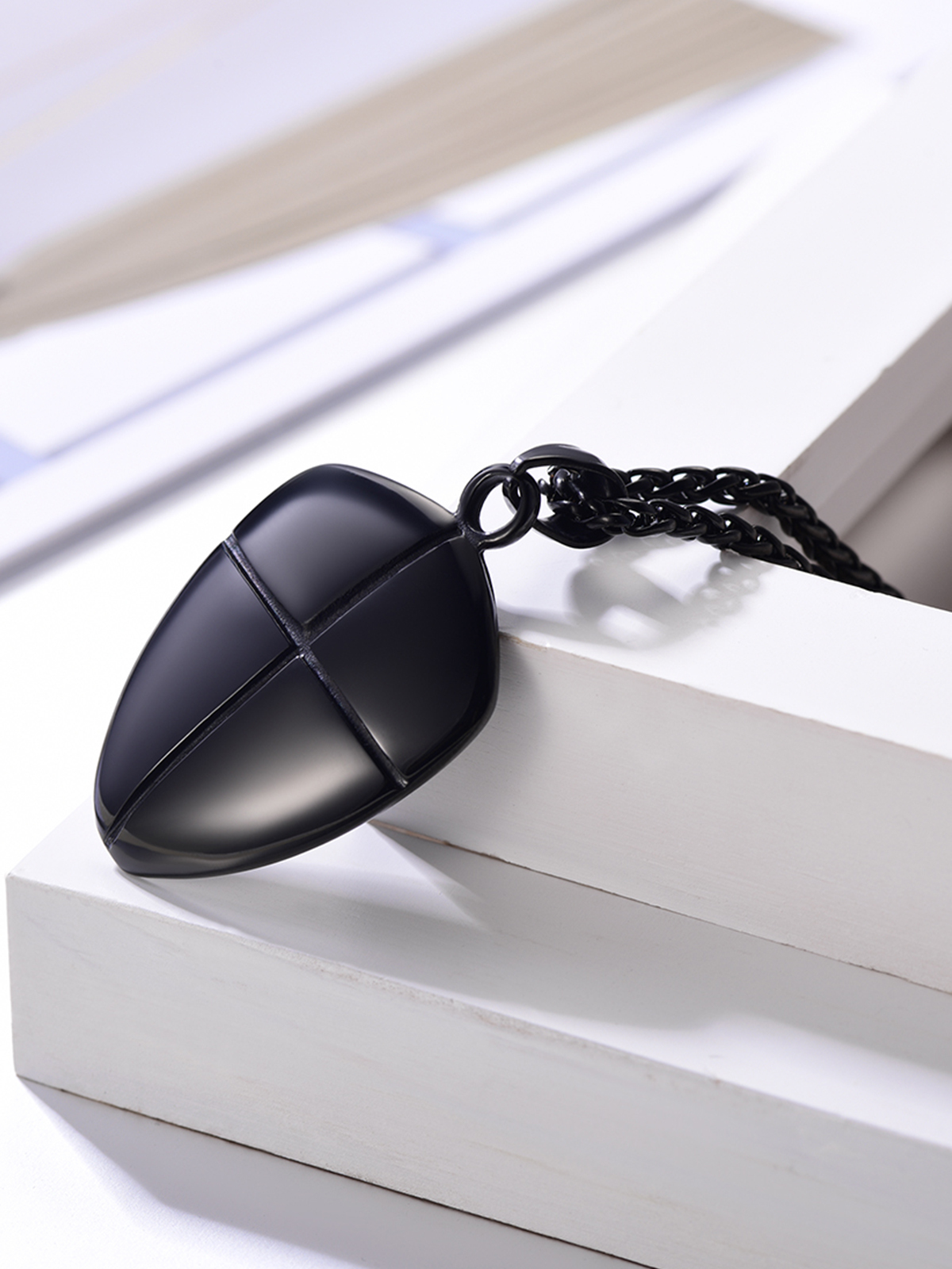 Shield of Faith Pendant Inspirational Necklace in Black