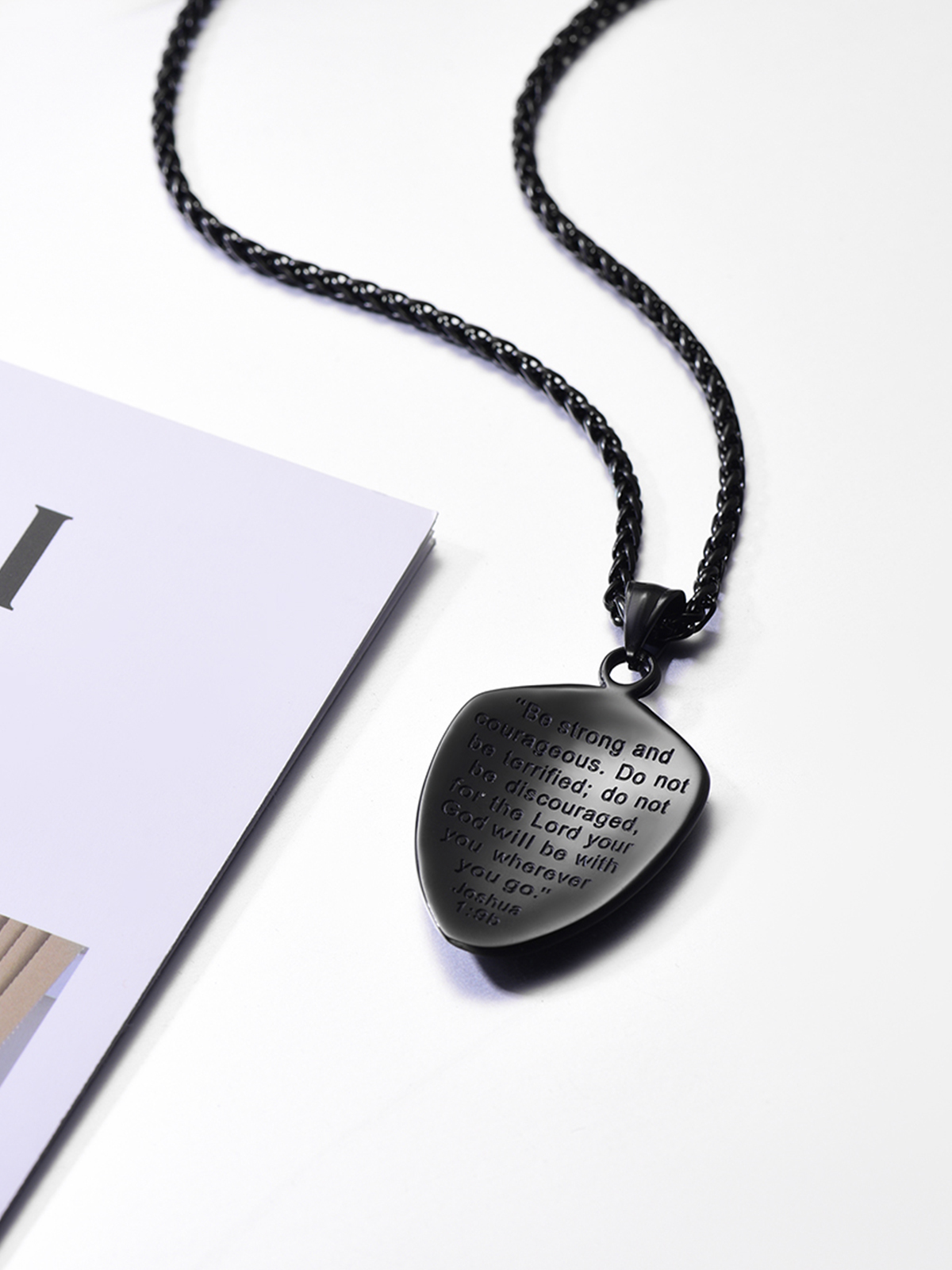 Shield of Faith Pendant Inspirational Necklace in Black