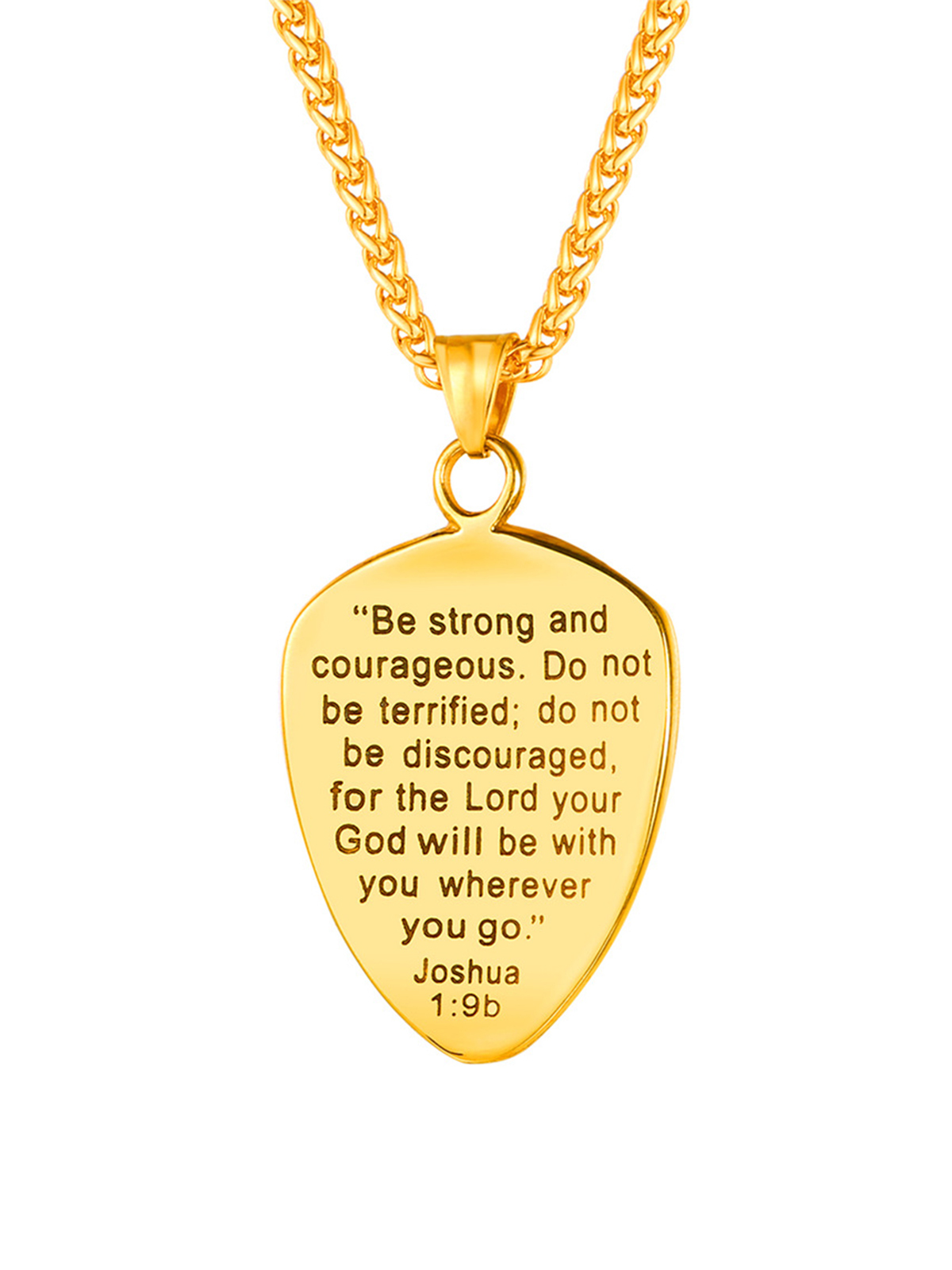Shield of Faith Pendant Inspirational Necklace in 18K Gold