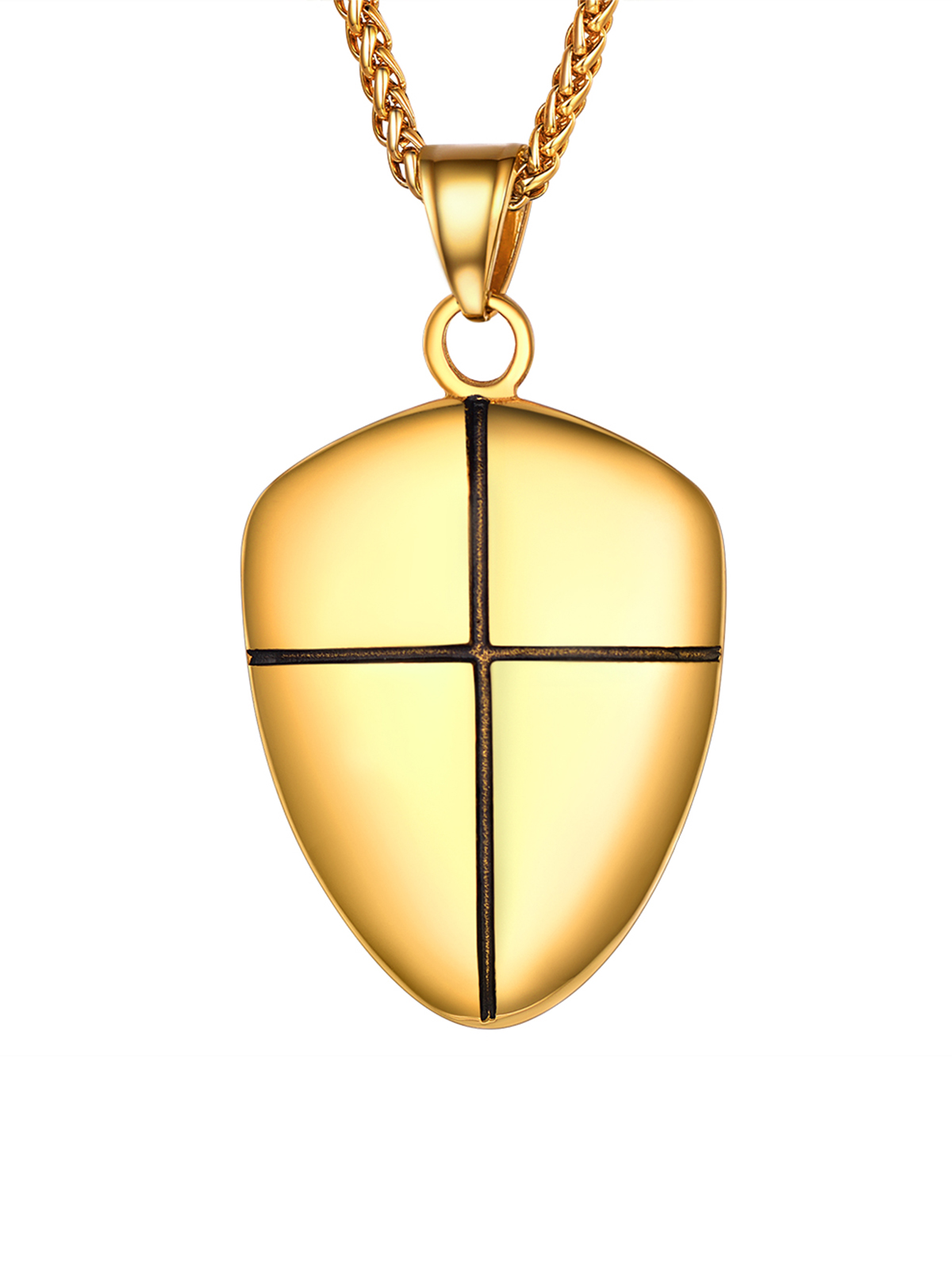 Shield of Faith Pendant Inspirational Necklace in 18K Gold