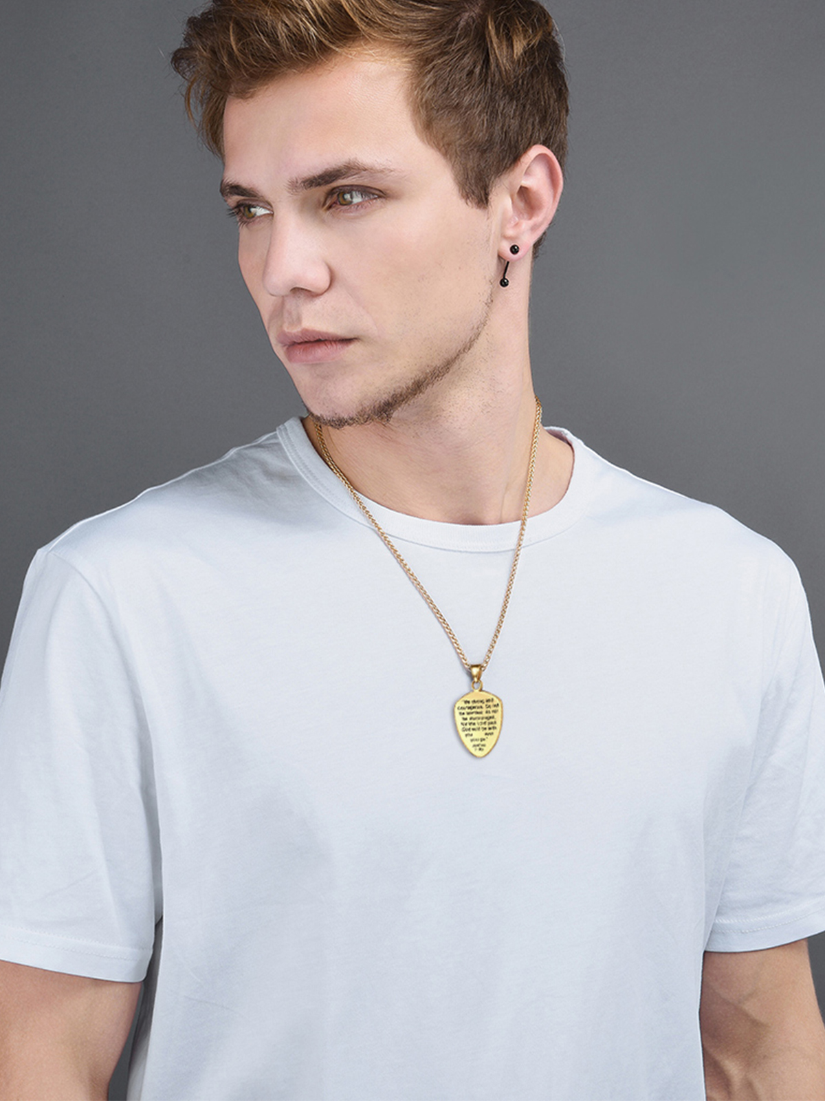 Shield of Faith Pendant Inspirational Necklace in 18K Gold