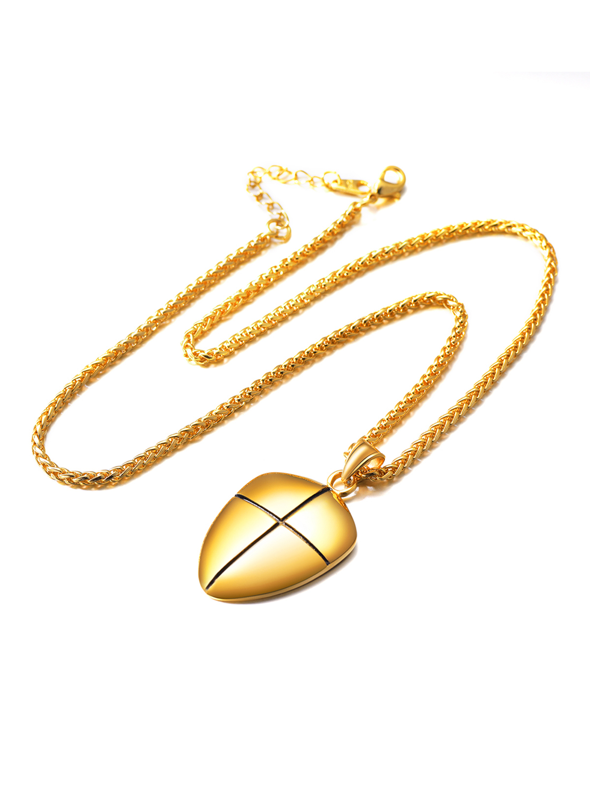 Shield of Faith Pendant Inspirational Necklace in 18K Gold