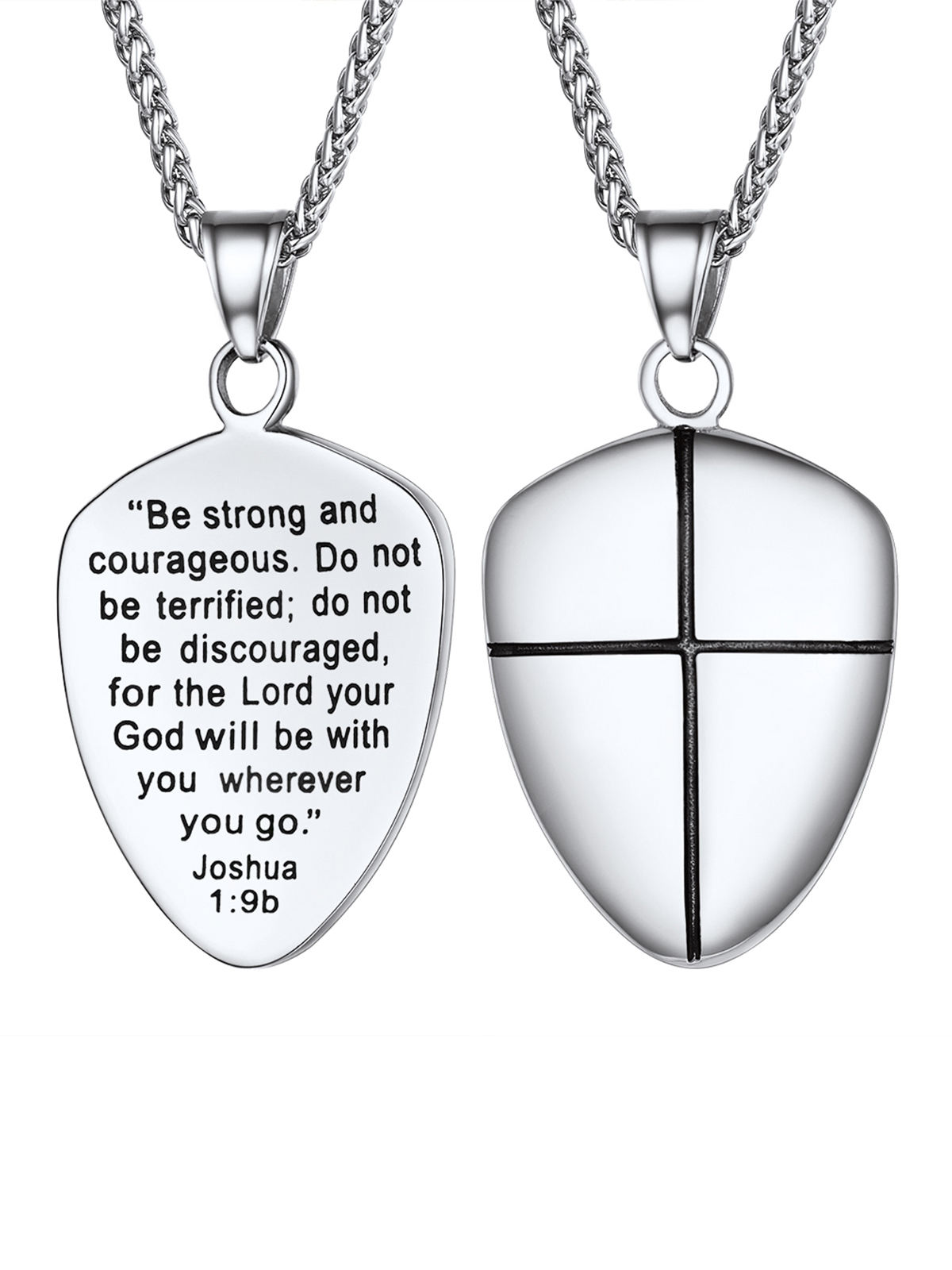 Shield of Faith Pendant Inspirational Necklace in Stainless