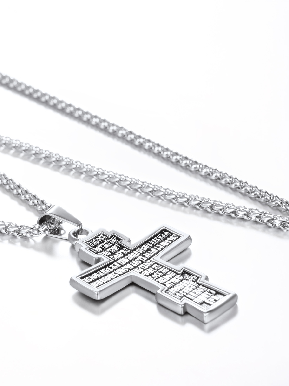 Orthodox Cross Pendant Jesus Crucifix Necklace in Stainless