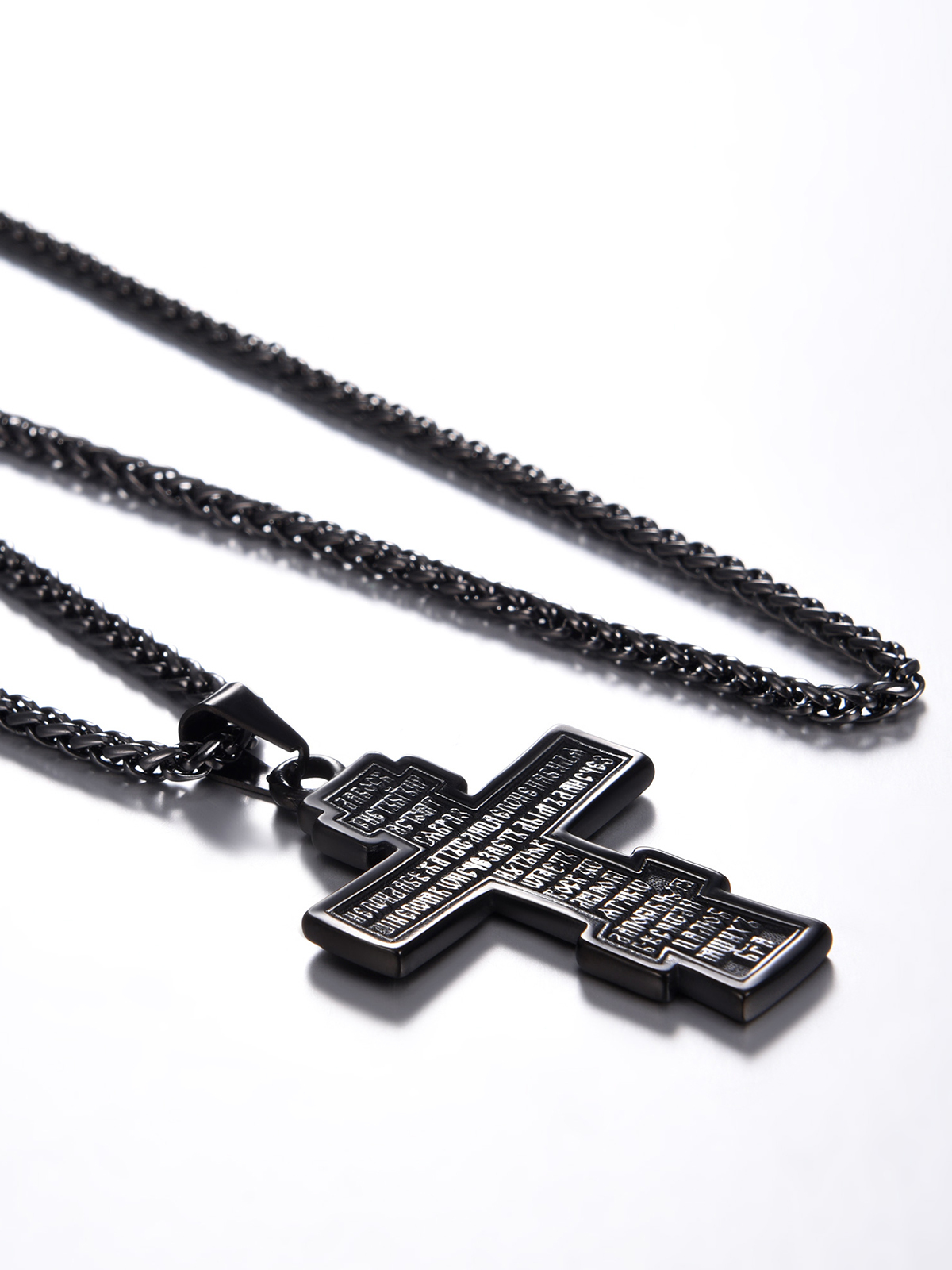Orthodox Cross Pendant Jesus Crucifix Necklace in Black