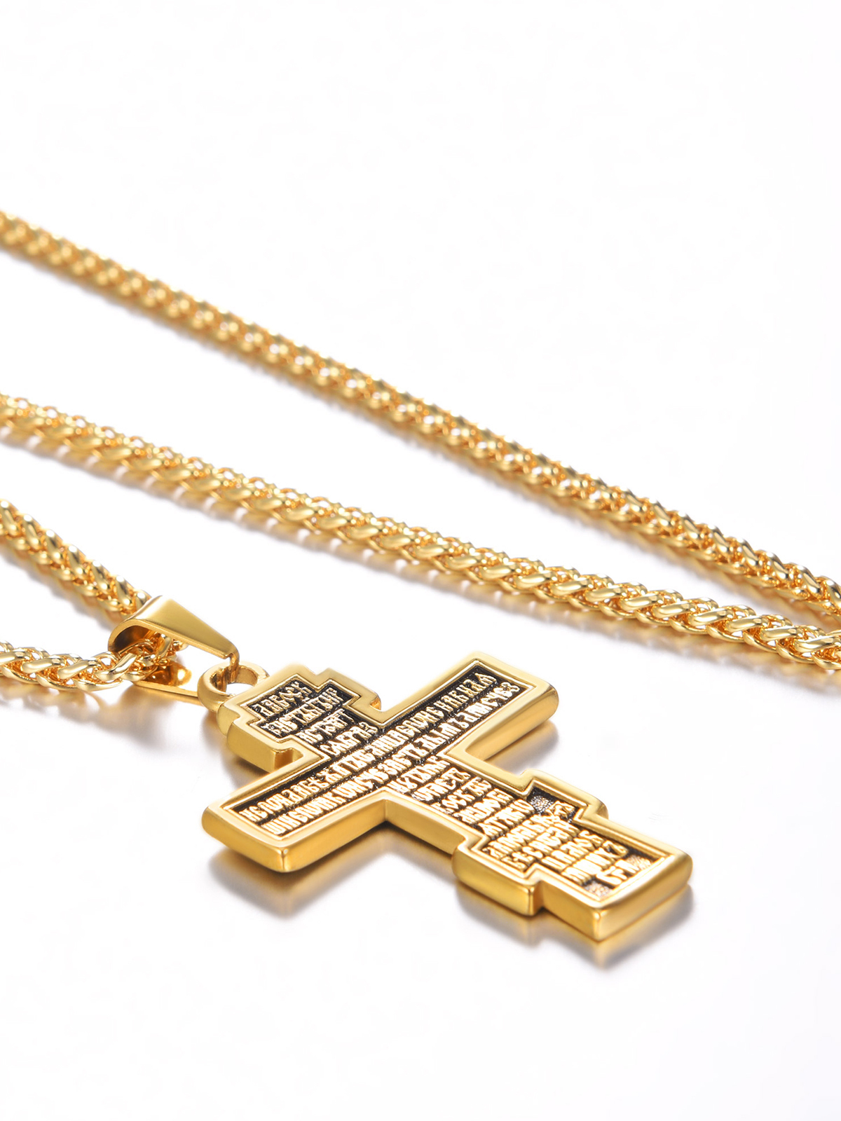 Orthodox Cross Pendant Jesus Crucifix Necklace in 18K Gold