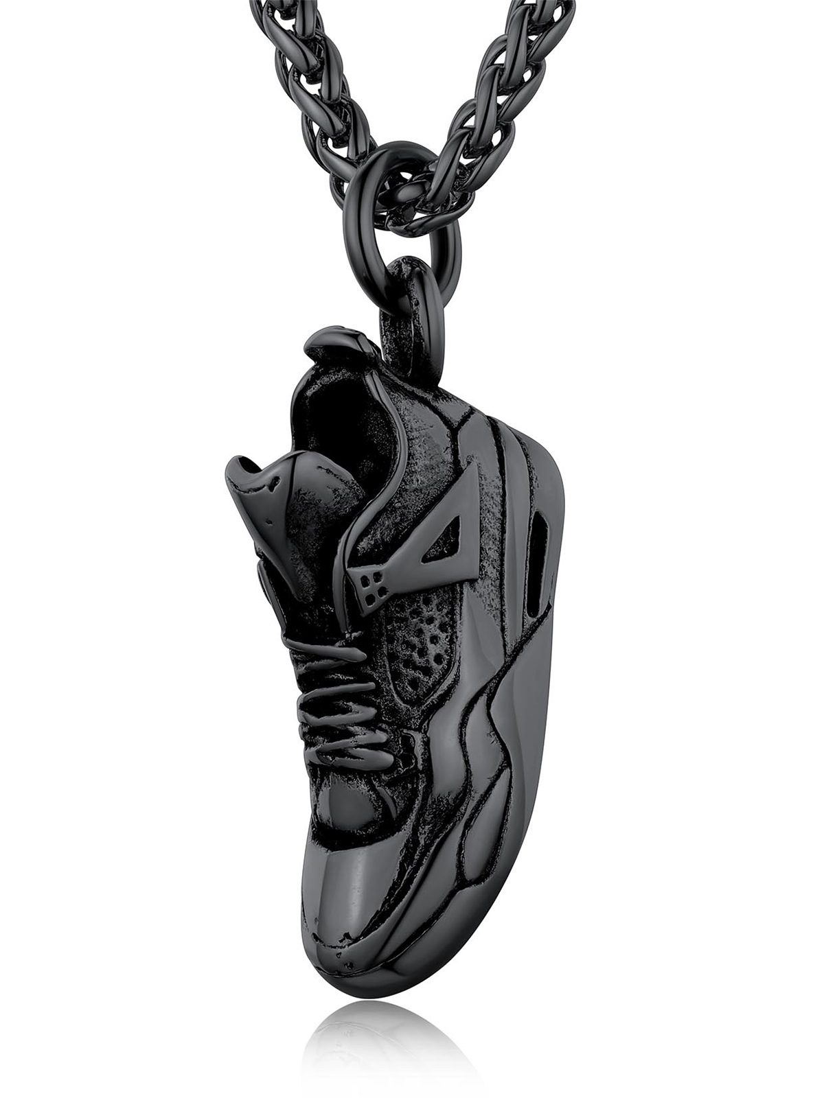 Sneaker Shoe Pendant Running Shoe Necklace in Black