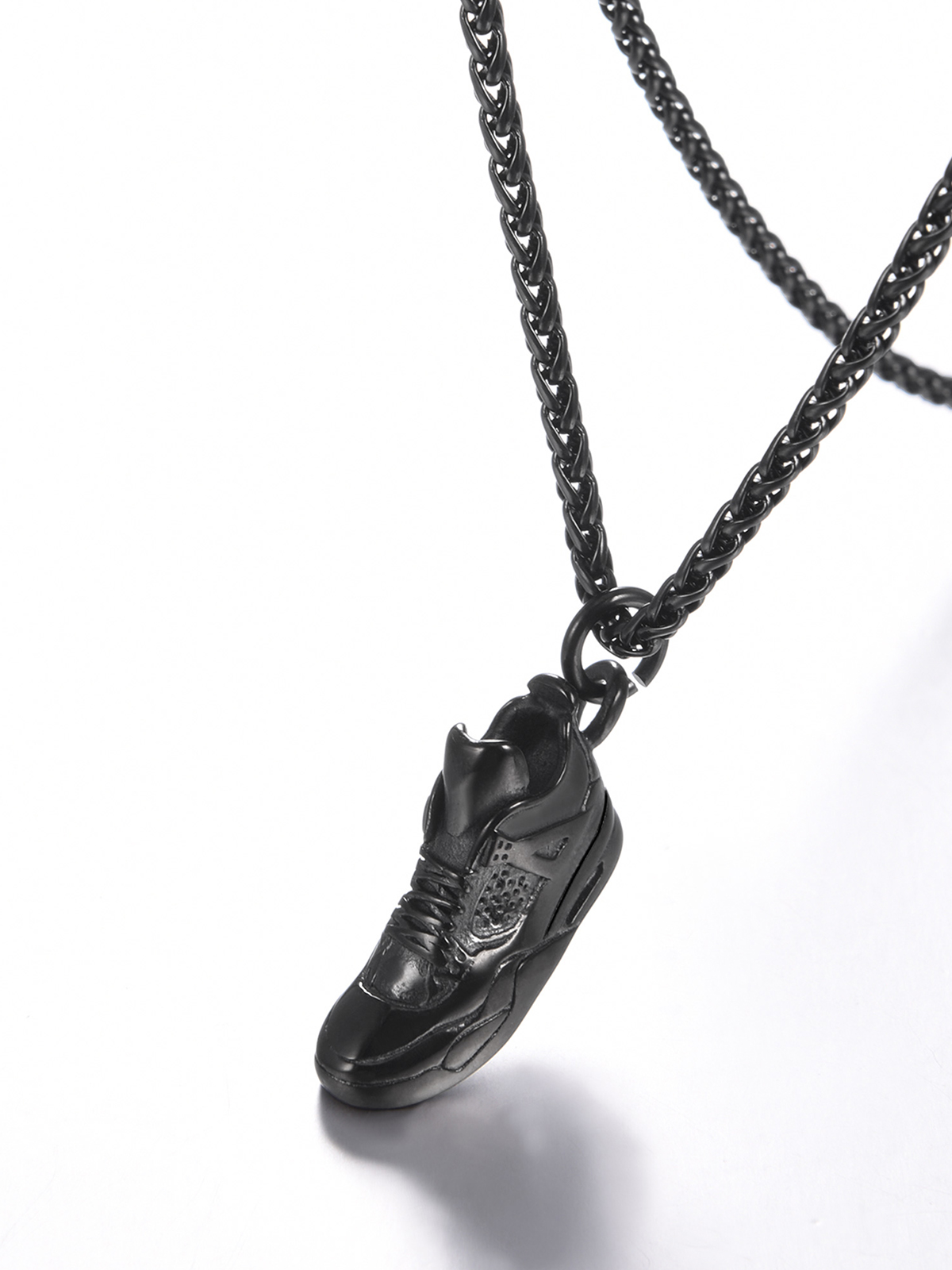 Sneaker Shoe Pendant Running Shoe Necklace in Black