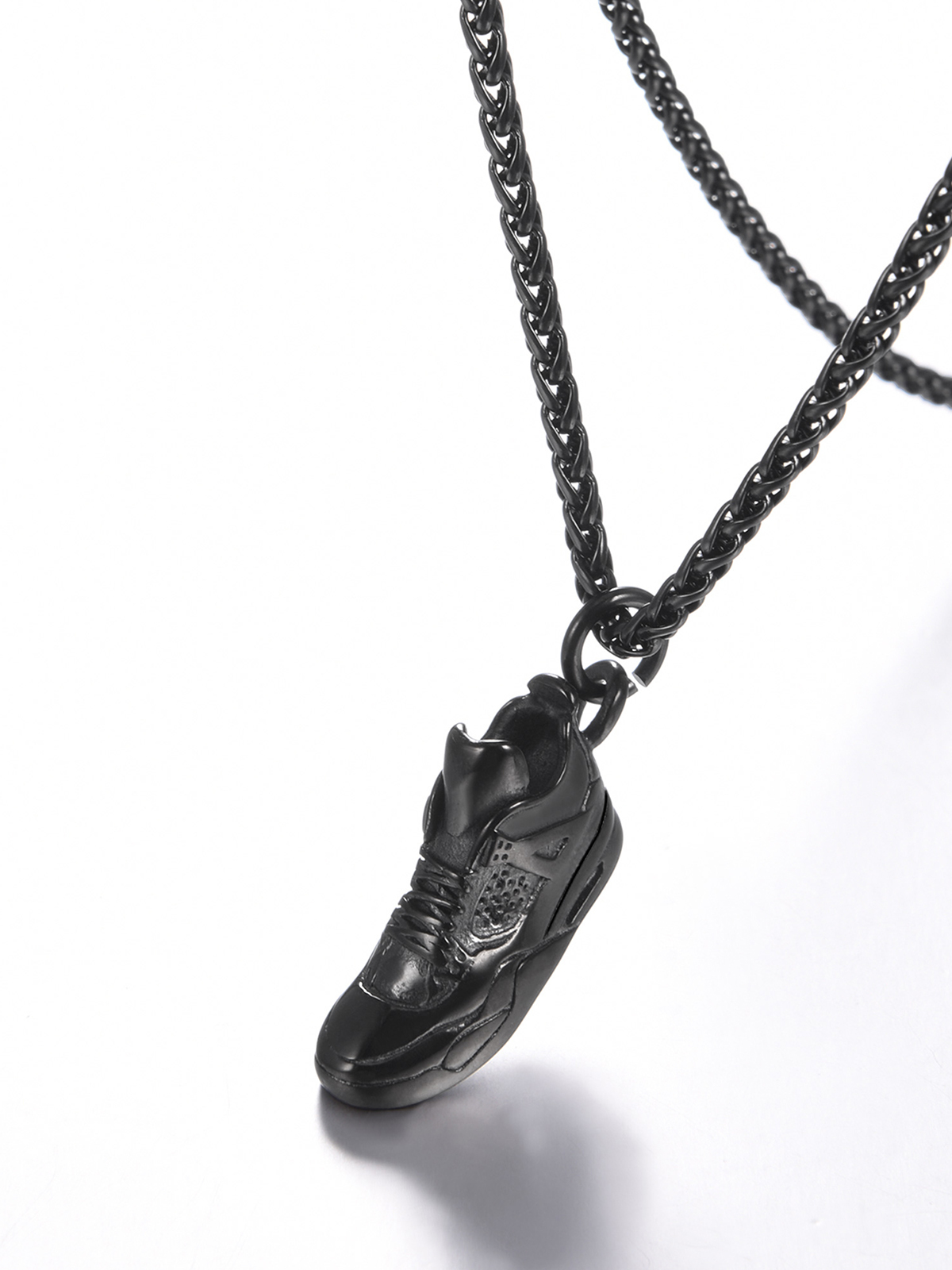 Sneaker Shoe Pendant Running Shoe Necklace in Black