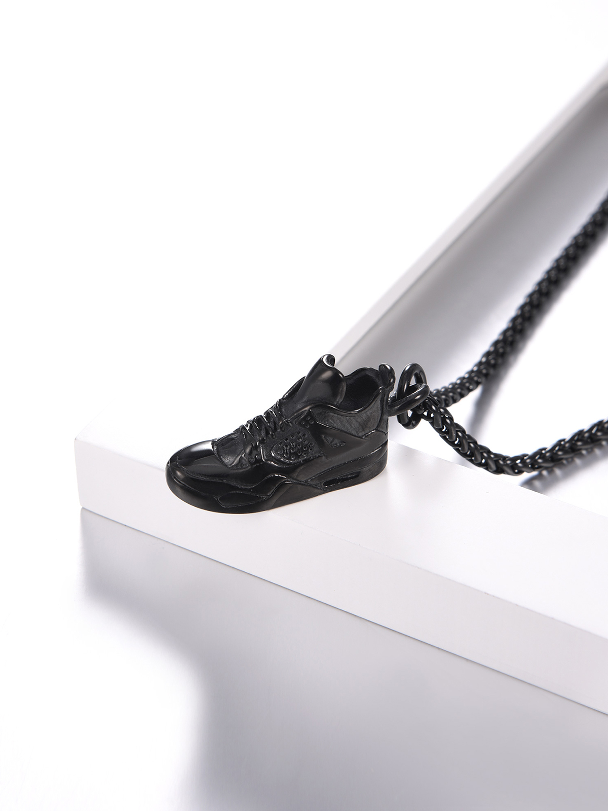 Sneaker Shoe Pendant Running Shoe Necklace in Black