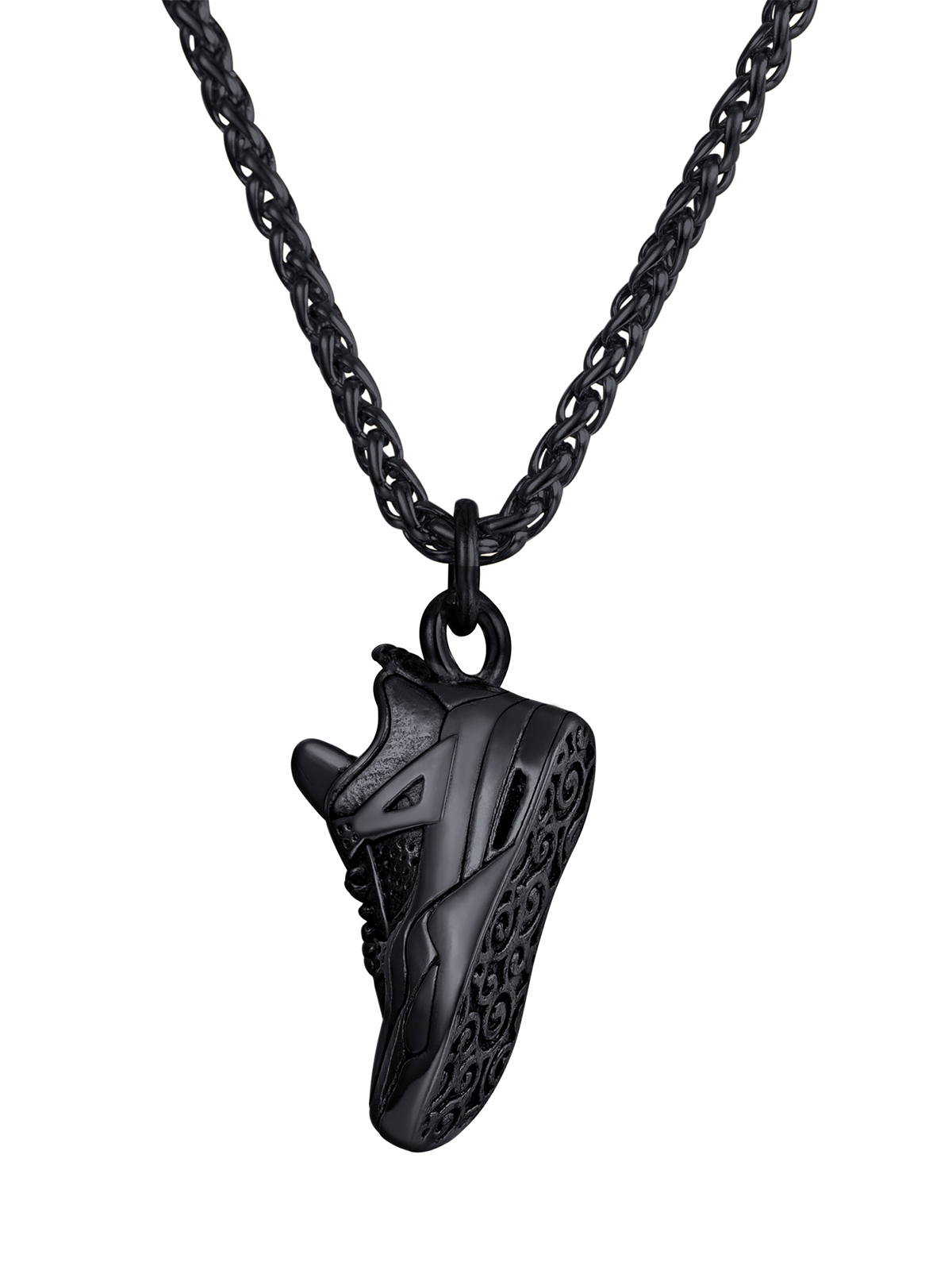 Sneaker Shoe Pendant Running Shoe Necklace in Black