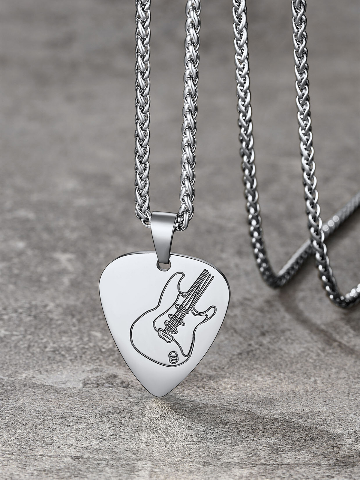 Guitar Pick Necklace Music Jewelry in Stainless