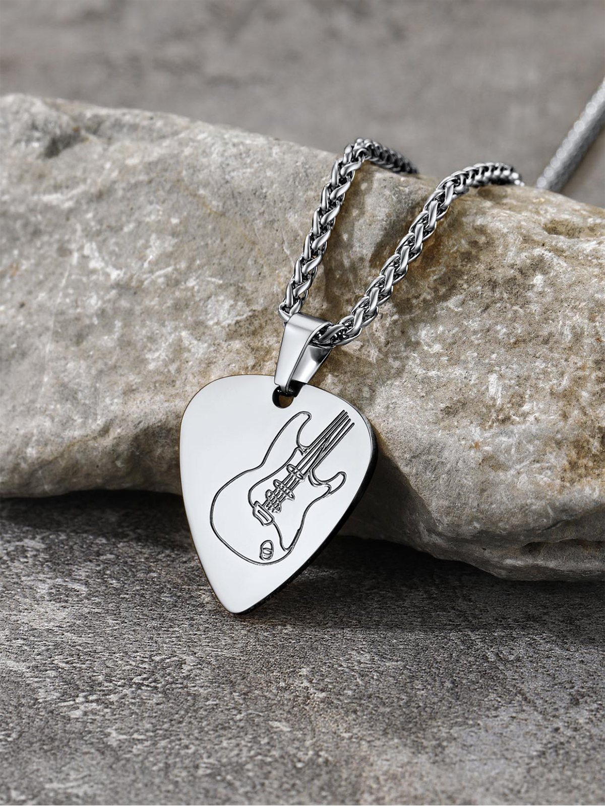 Guitar Pick Necklace Music Jewelry in Stainless
