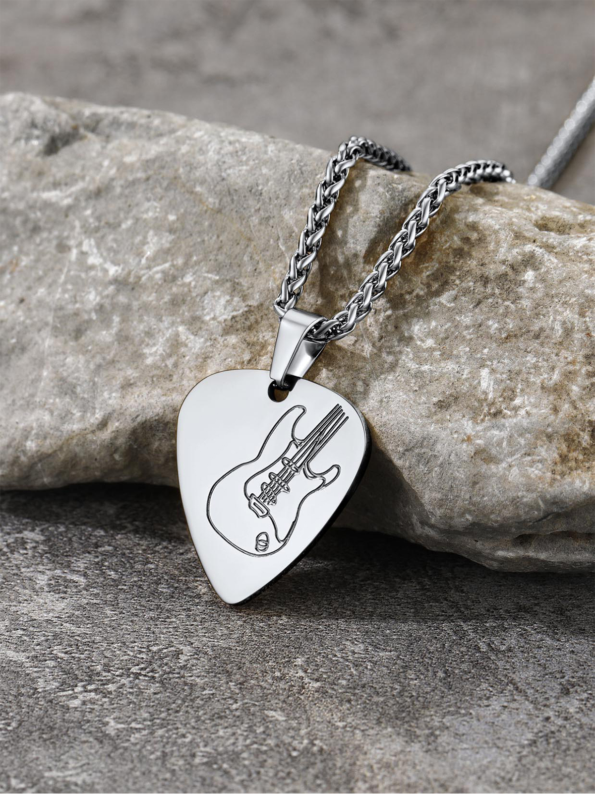 Guitar Pick Necklace Music Jewelry in Stainless