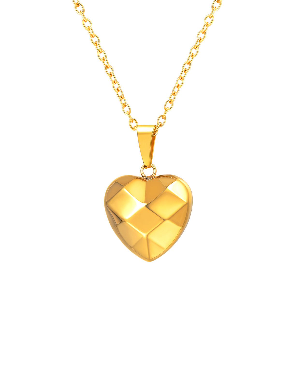 3D Facet Love Heart Pendant Necklace in 18K Gold