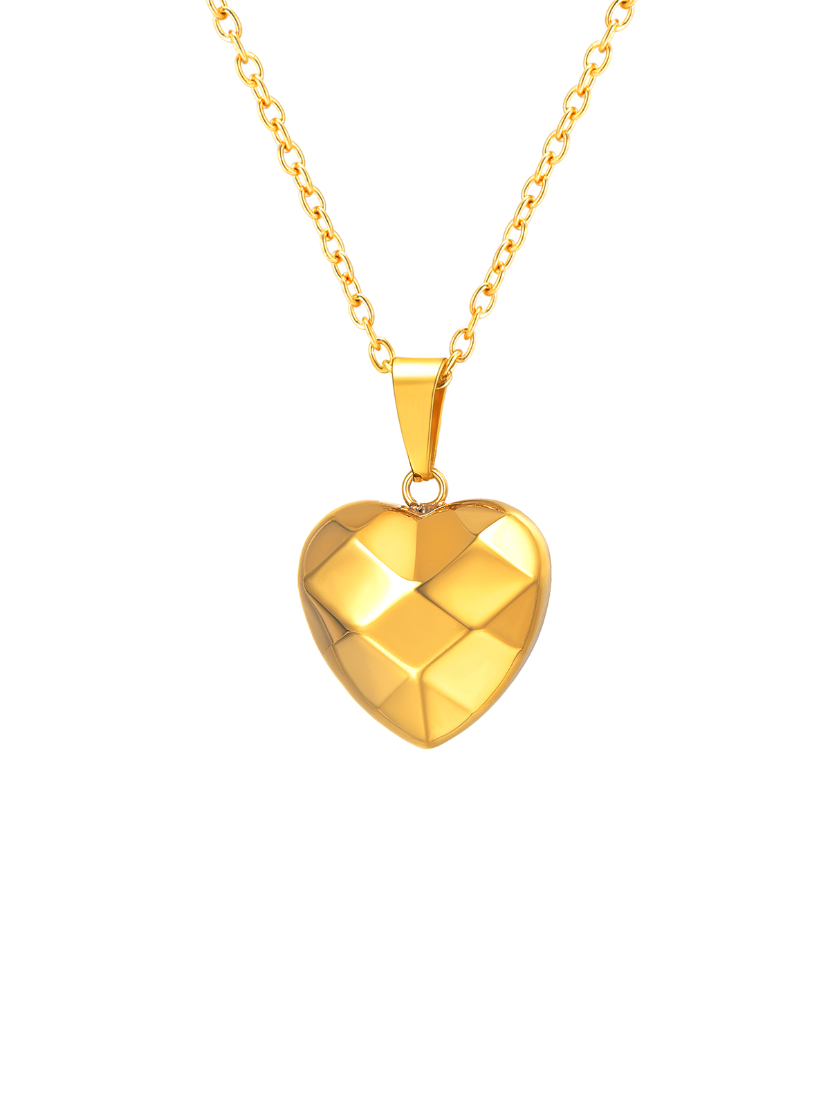3D Facet Love Heart Pendant Necklace in 18K Gold