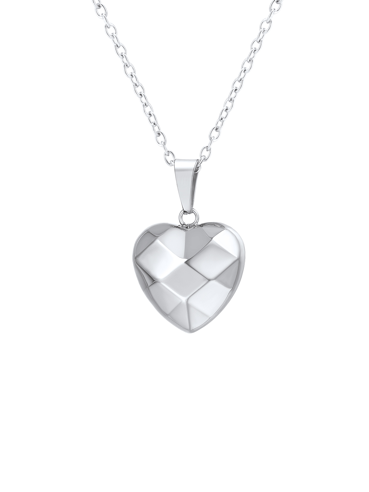 3D Facet Love Heart Pendant Necklace in Stainless
