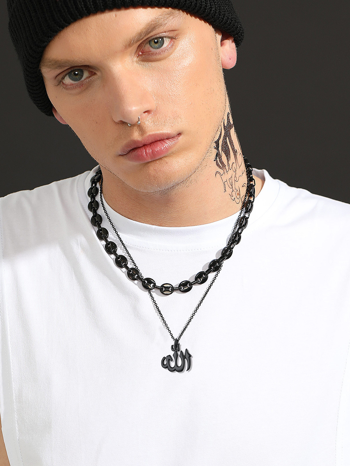 Allah Pendant Muslim Islamic Necklace in Black