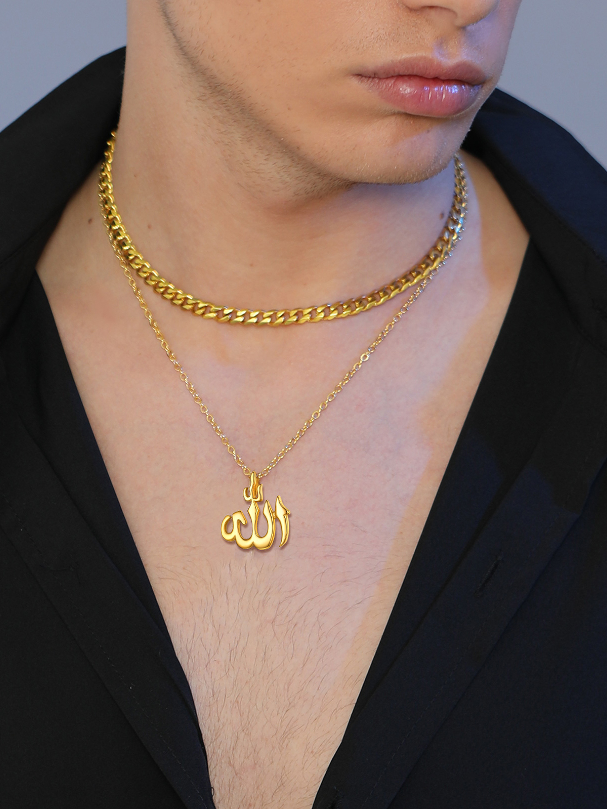 Allah Pendant Muslim Islamic Necklace in 18K Gold