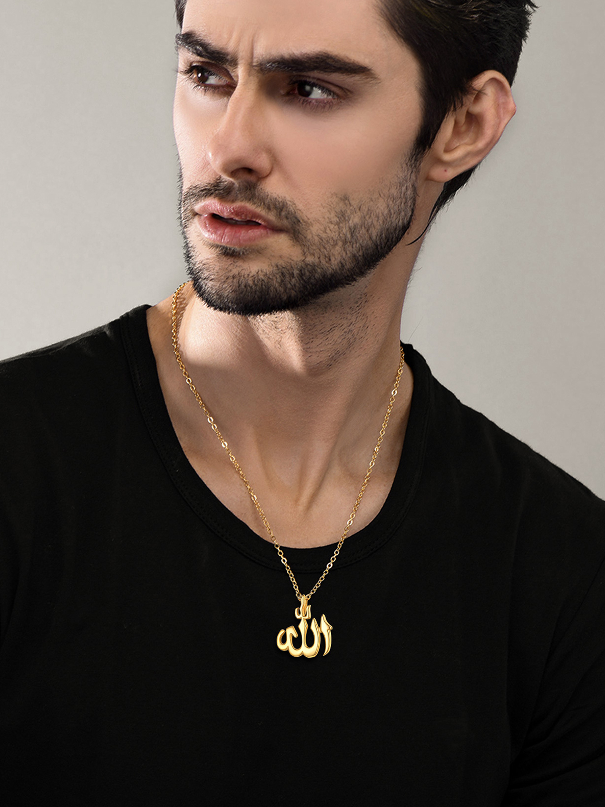 Allah Pendant Muslim Islamic Necklace in 18K Gold