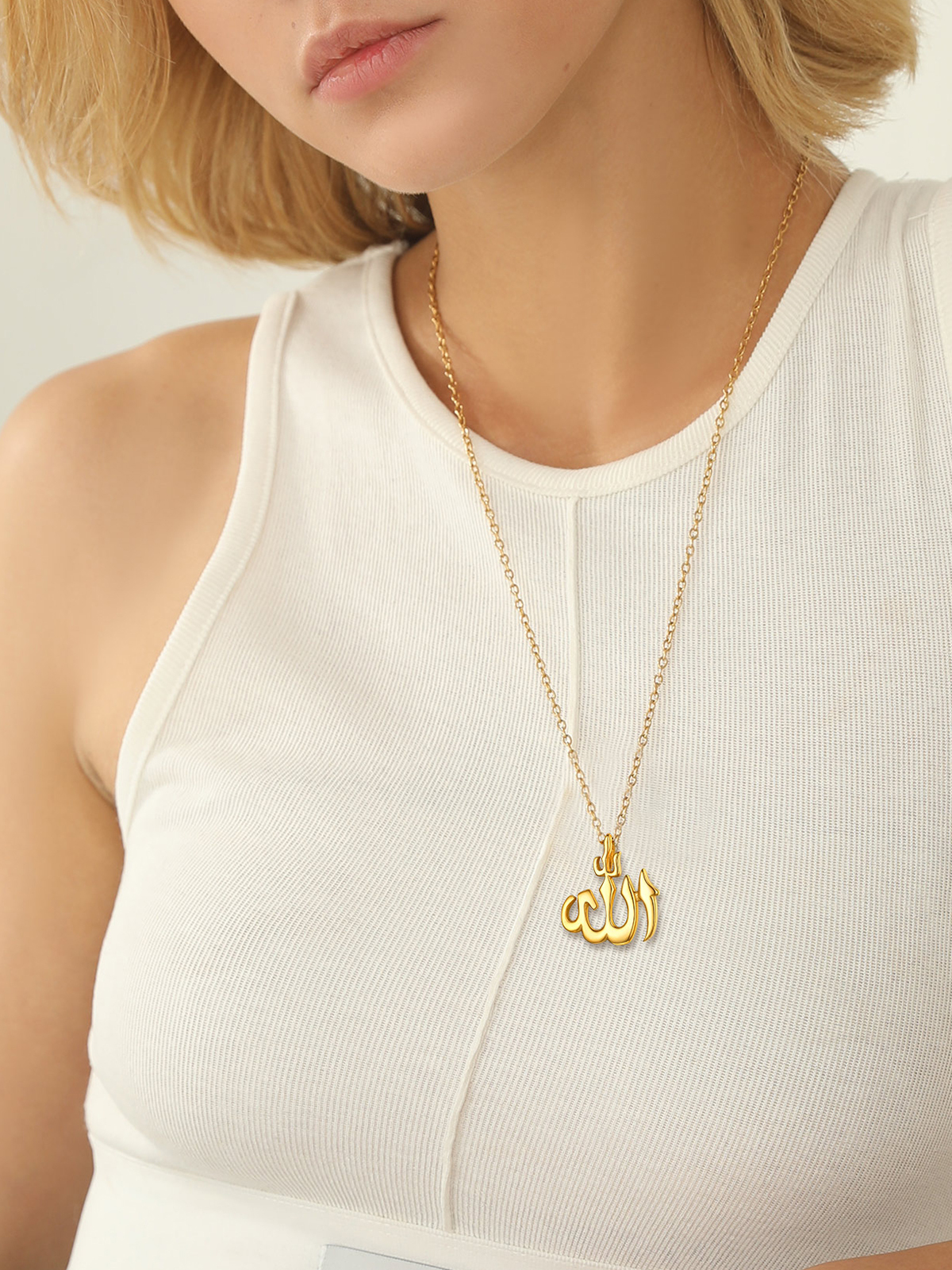 Allah Pendant Muslim Islamic Necklace in 18K Gold