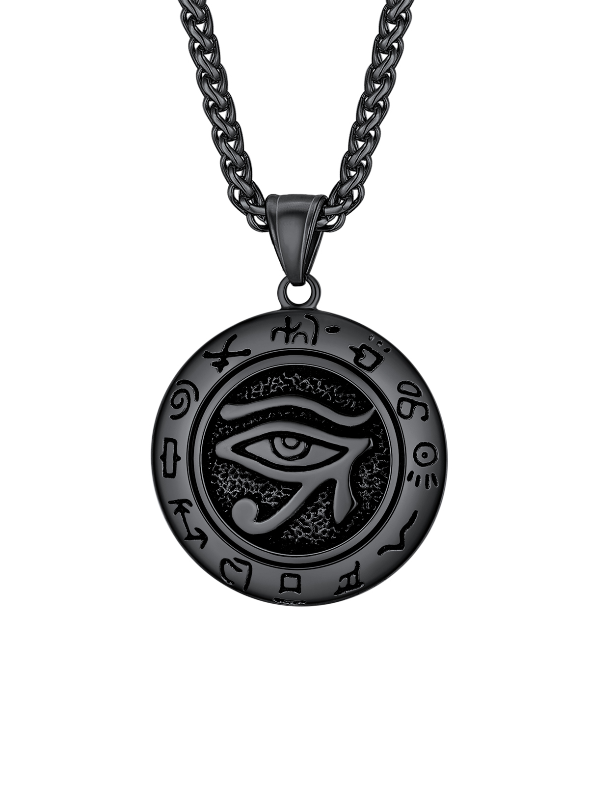 Eye of Horus Pendant Vintage Egyptian Necklace in Black