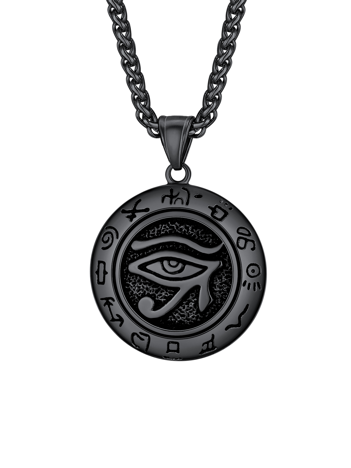 Eye of Horus Pendant Vintage Egyptian Necklace in Black
