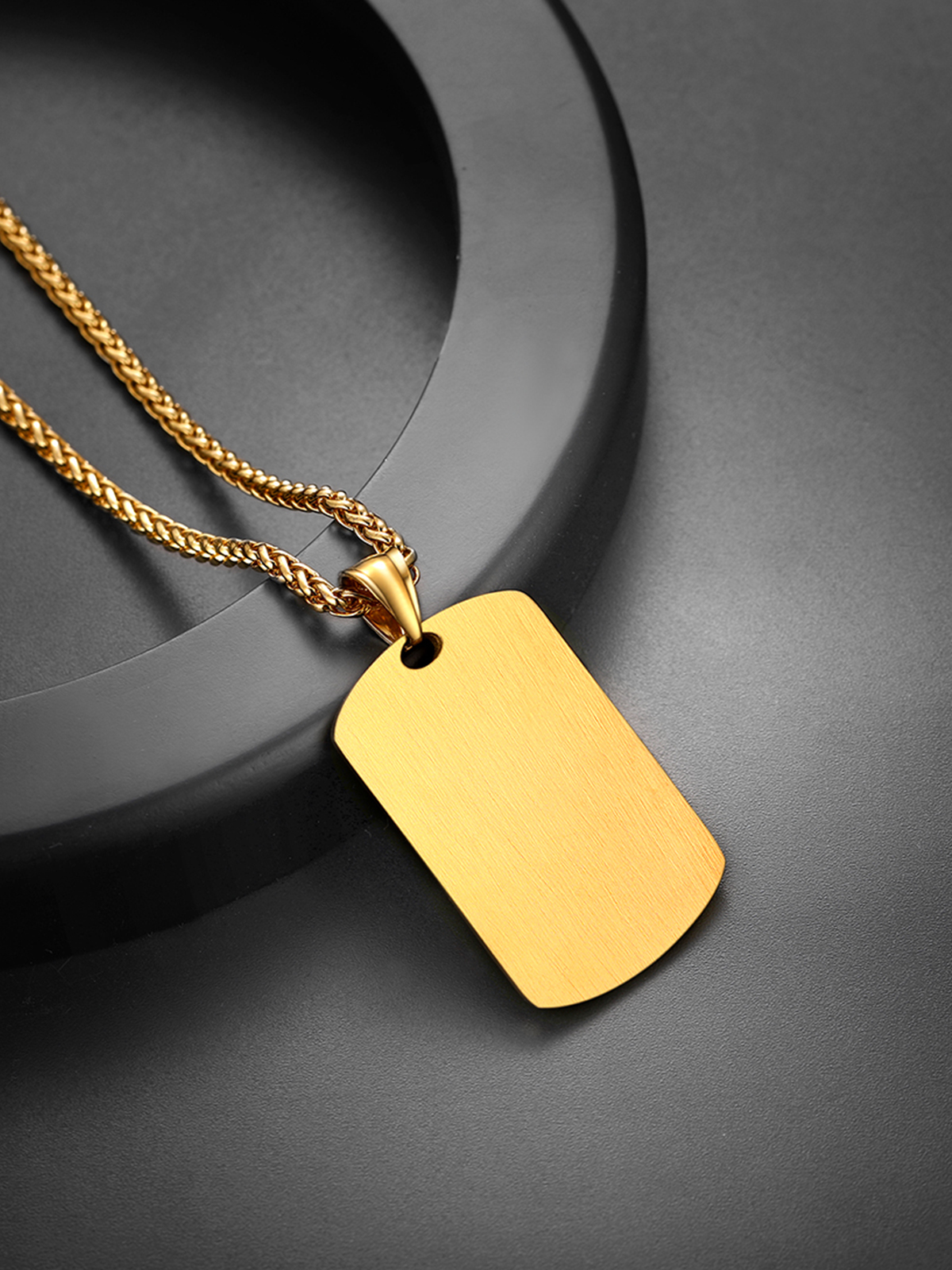 Eagle Dog Tag Pendant American Flag Necklace with CZ in 18K Gold