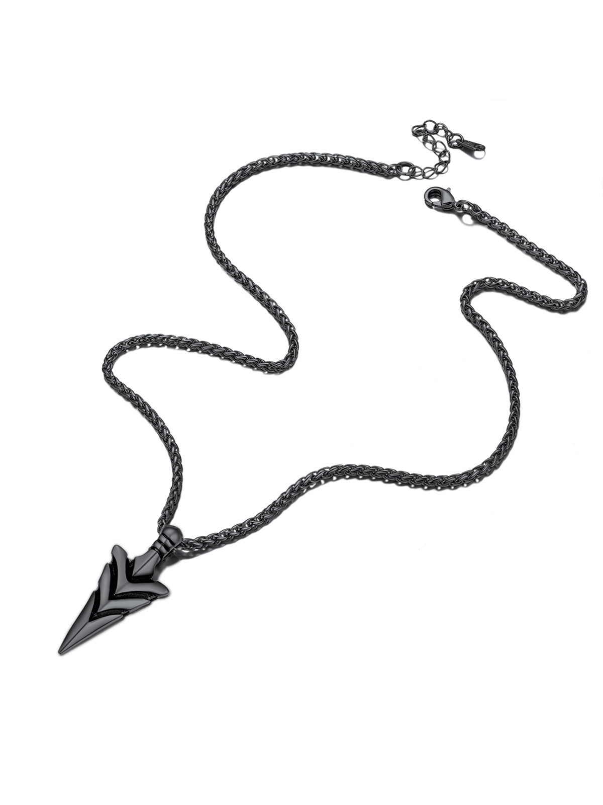 Spear Point Pendant Arrowhead Necklace in Black