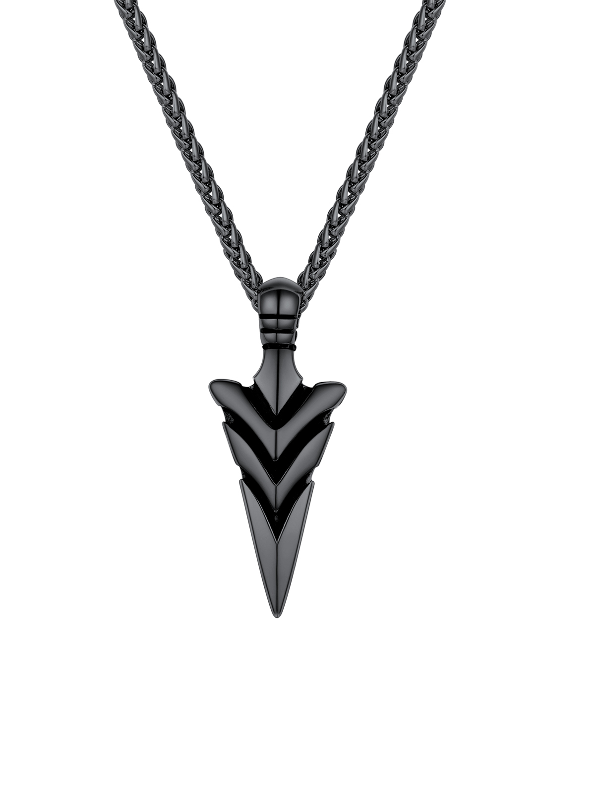 Spear Point Pendant Arrowhead Necklace in Black