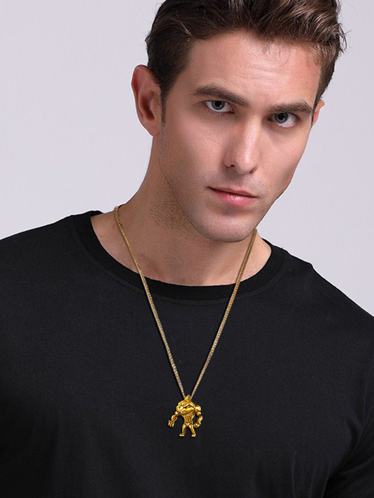 Muscle Shark Pendant Necklace in 18K Gold