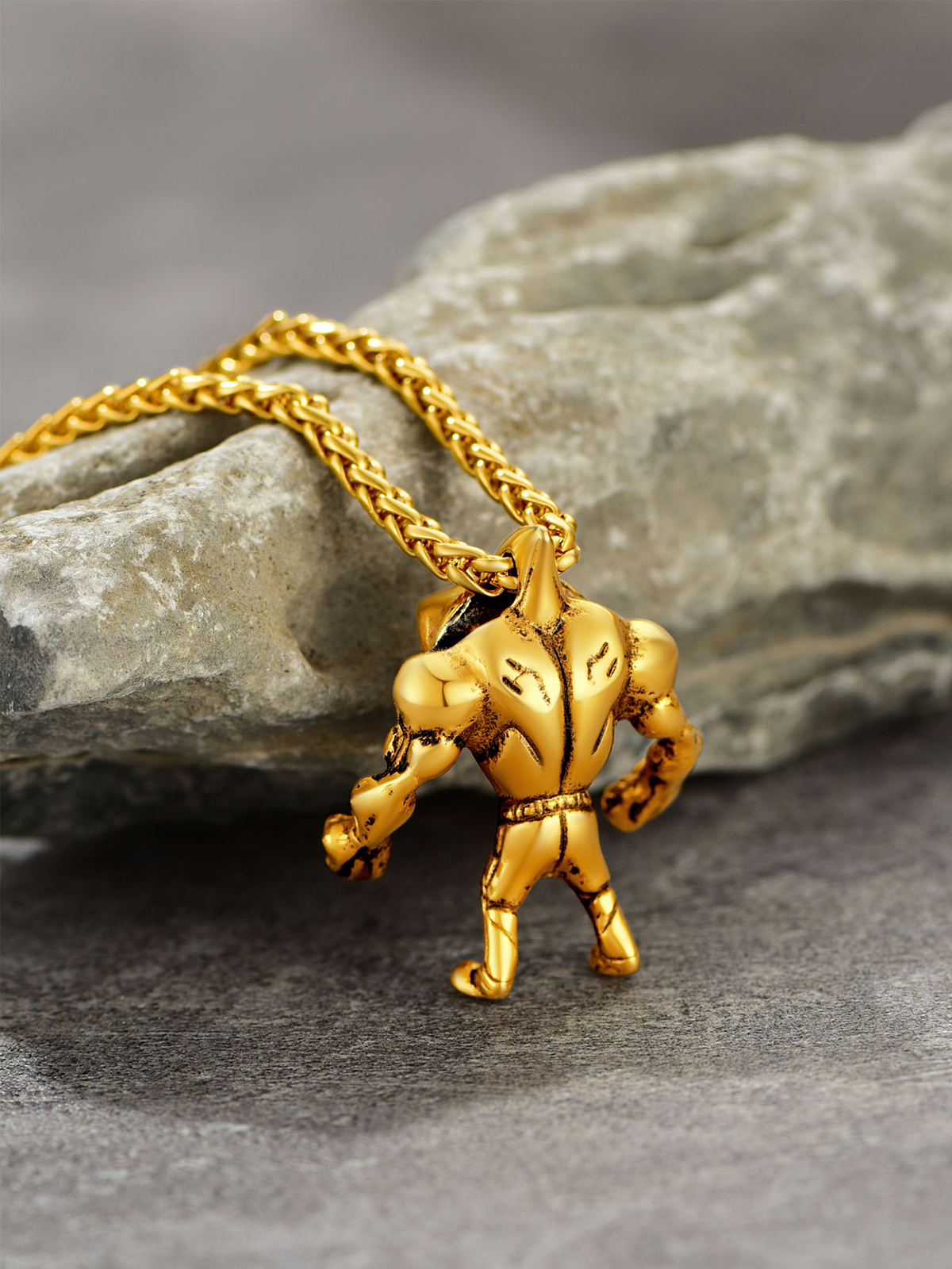 Muscle Shark Pendant Necklace in 18K Gold