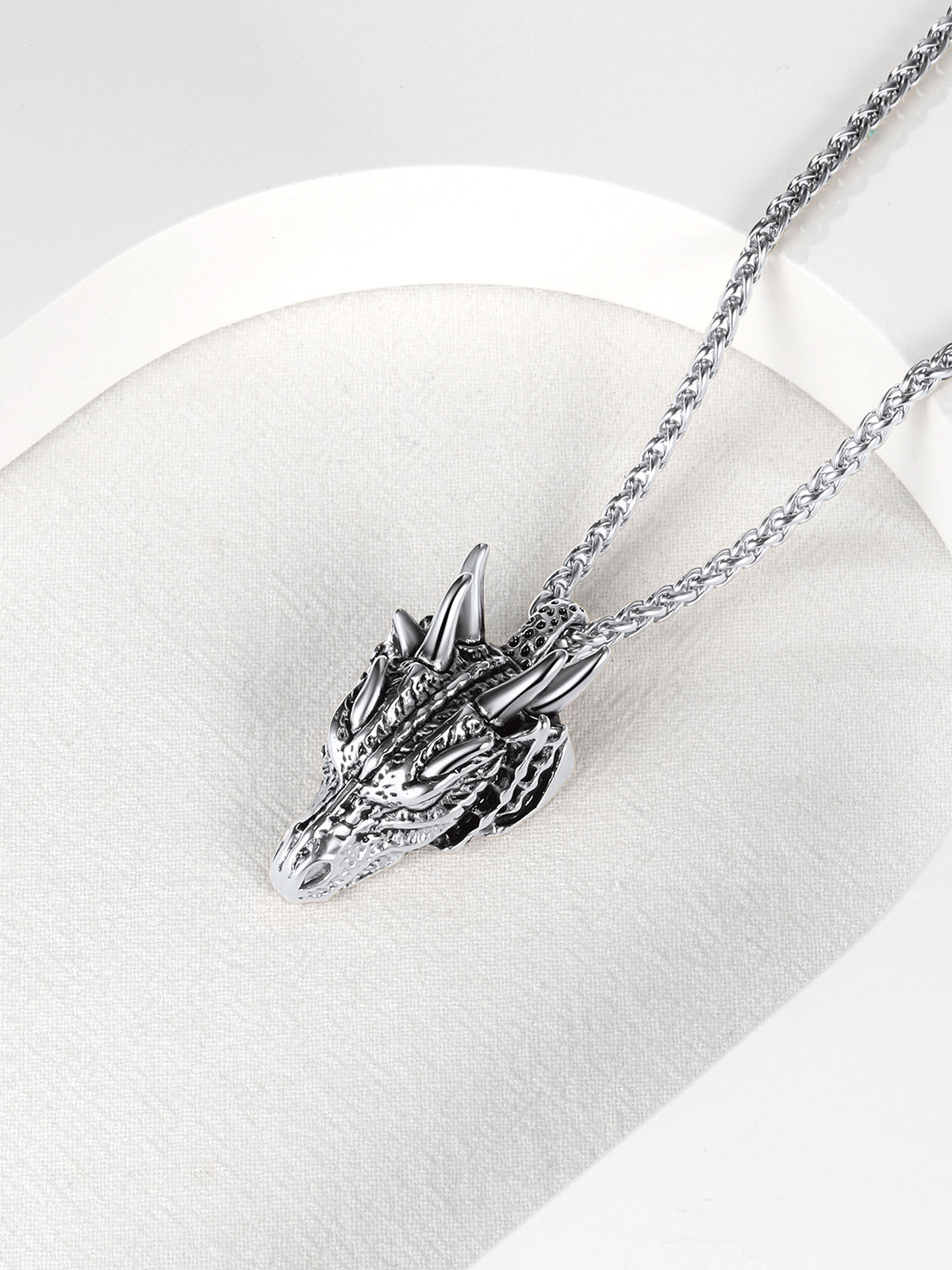 Dragon Head Pendant Animal Necklace in Stainless